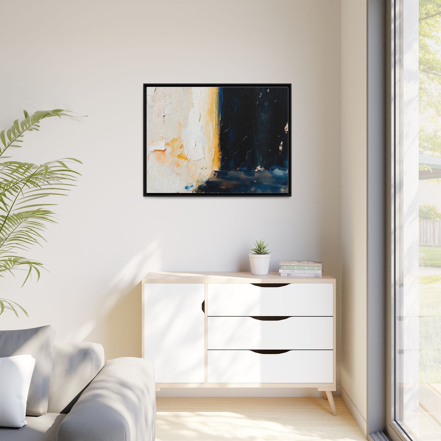 Abstract Coastal Texture Framed Canvas Art — Matte Multi-Color Wall Print