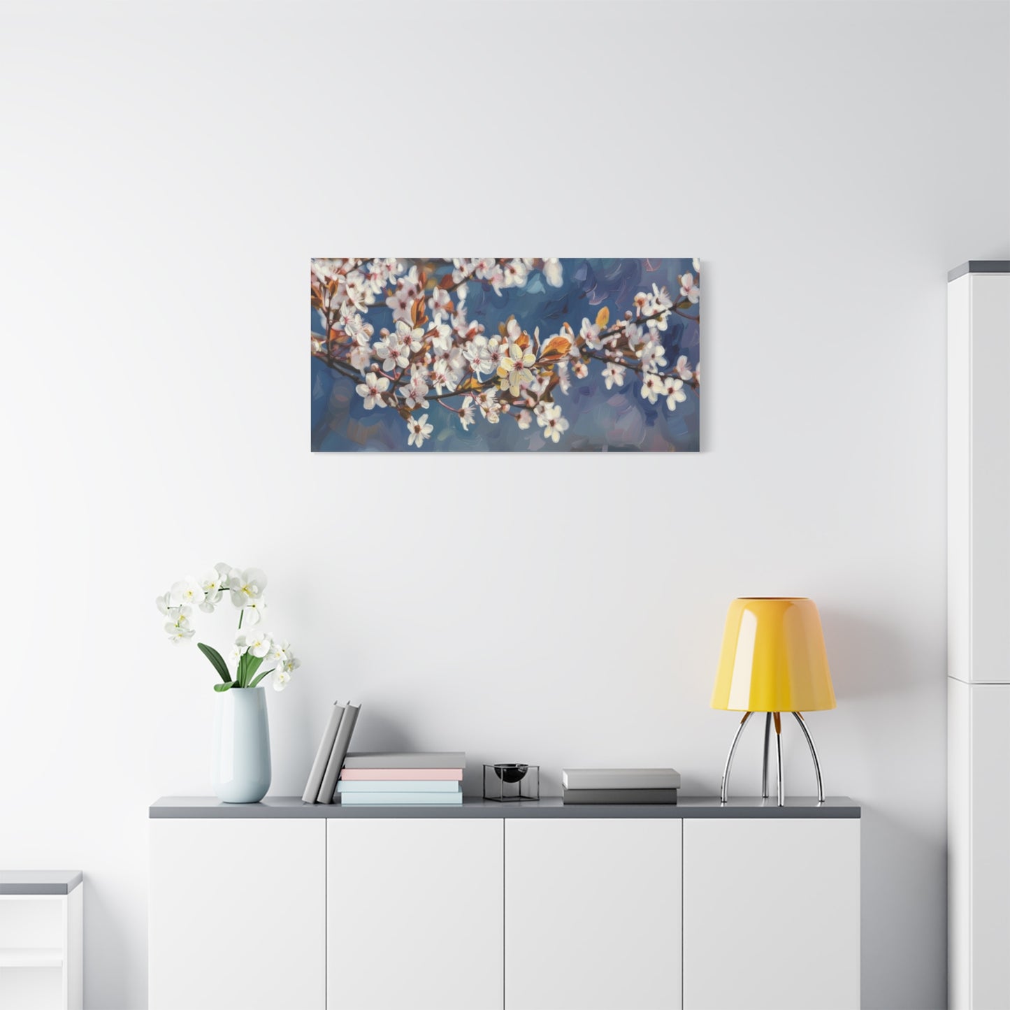 Cherry Blossom Branch Matte Canvas Wall Art — Spring Floral Print