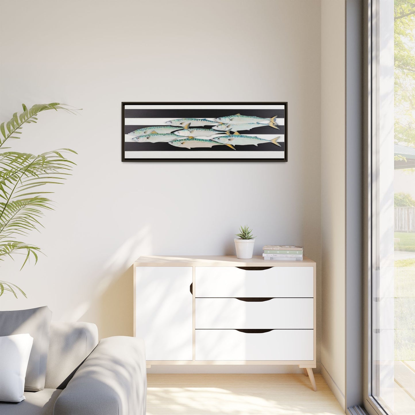 Striped Mackerel Canvas Print — Framed Matte Fish Wall Art