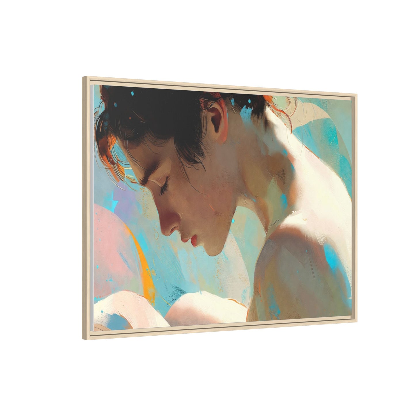 Framed Matte Canvas Print — Dreamy Portrait Art (Multi‑Color)