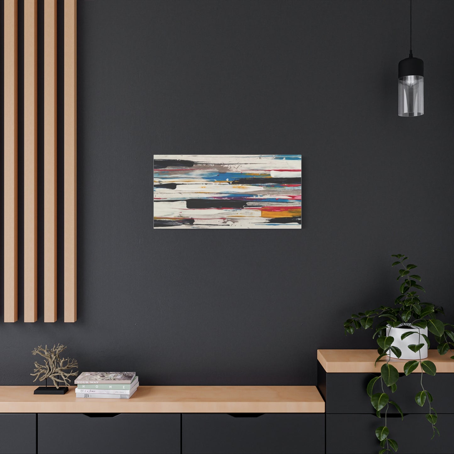 Abstract Color Streaks Matte Canvas Print — Modern Horizontal Wall Art