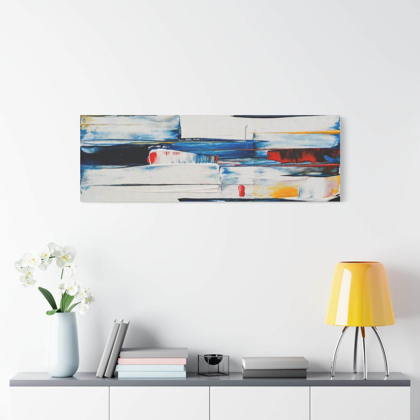 Abstract Blue Brushstroke Canvas Wall Art — Modern Stretched Matte Canvas