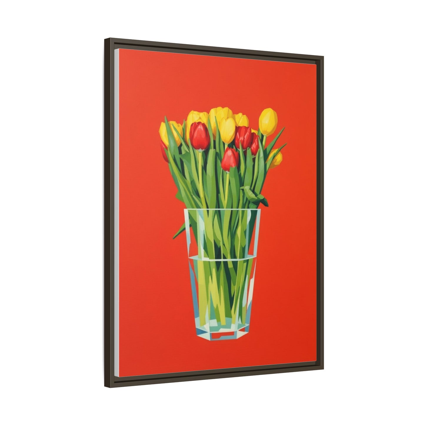 Framed Tulip Bouquet Matte Canvas Art — Vibrant Red Floral Wall Print