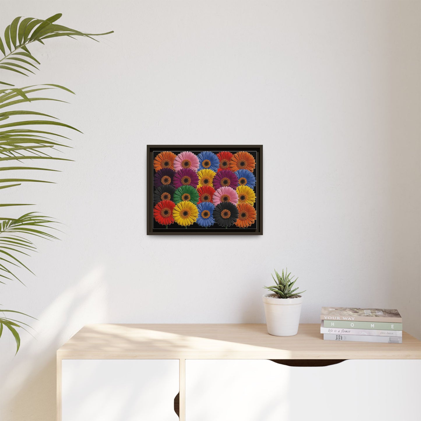 Framed Matte Canvas - Rainbow Gerbera Daisy Wall Art