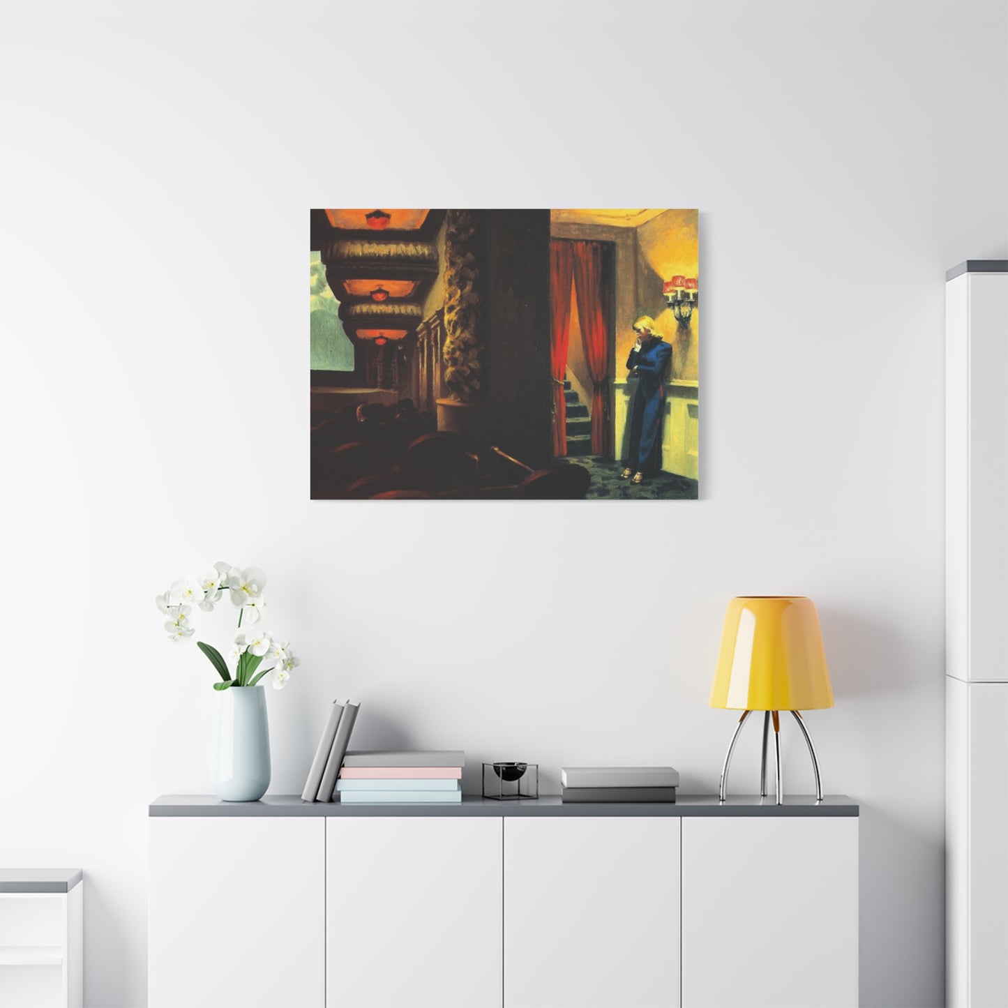 New York movie by Edward hopper Matte Canvas Wall Art Print