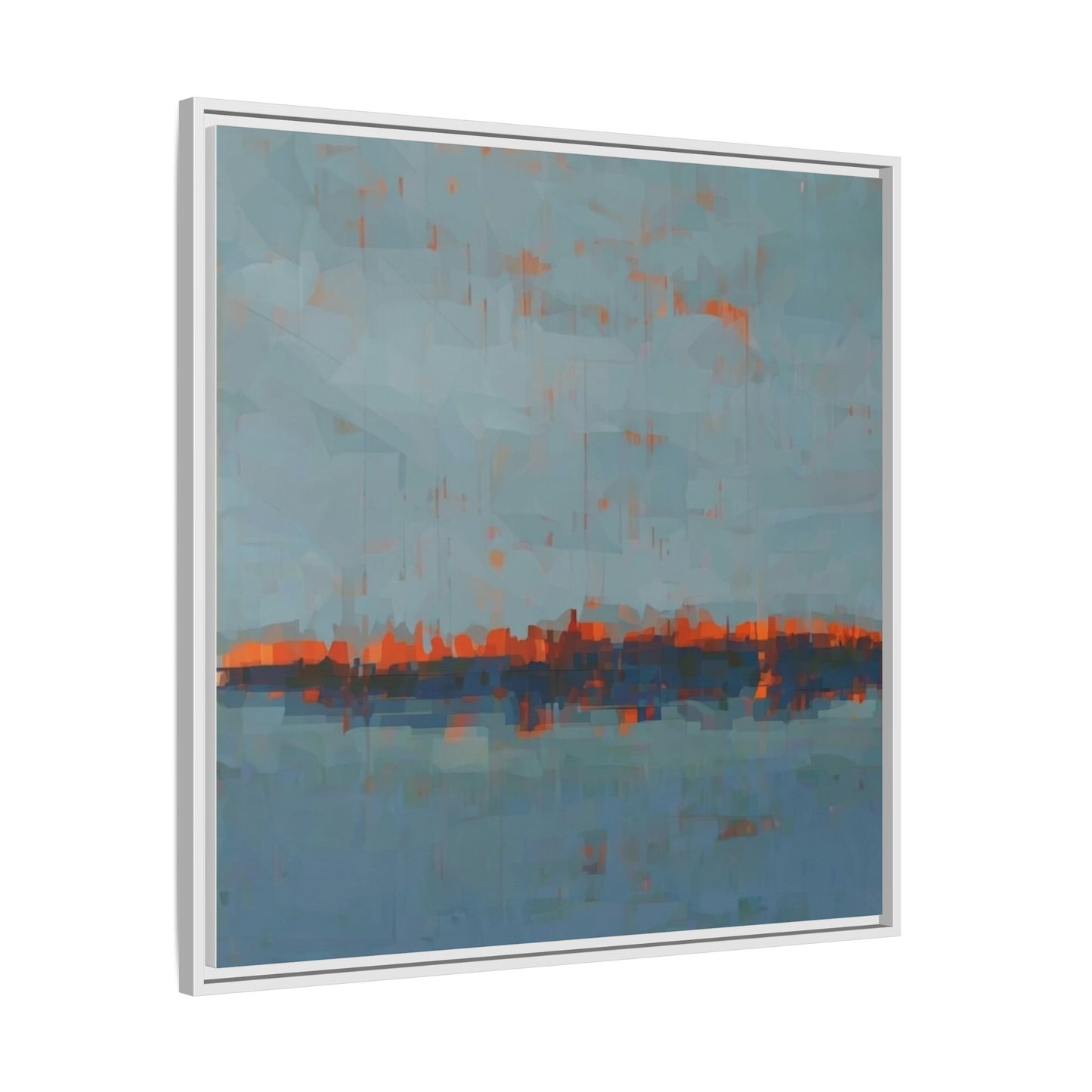 Framed Canvas Art — Teal & Orange Abstract Seascape