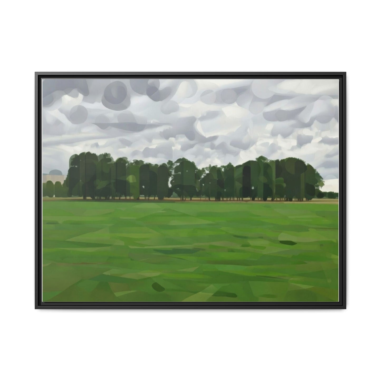 Framed Matte Canvas Print — Minimalist Green Landscape Art