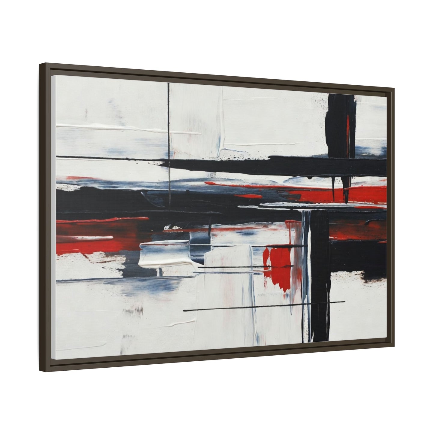 Abstract Red & Black Framed Canvas Art — Modern Matte Wall Painting