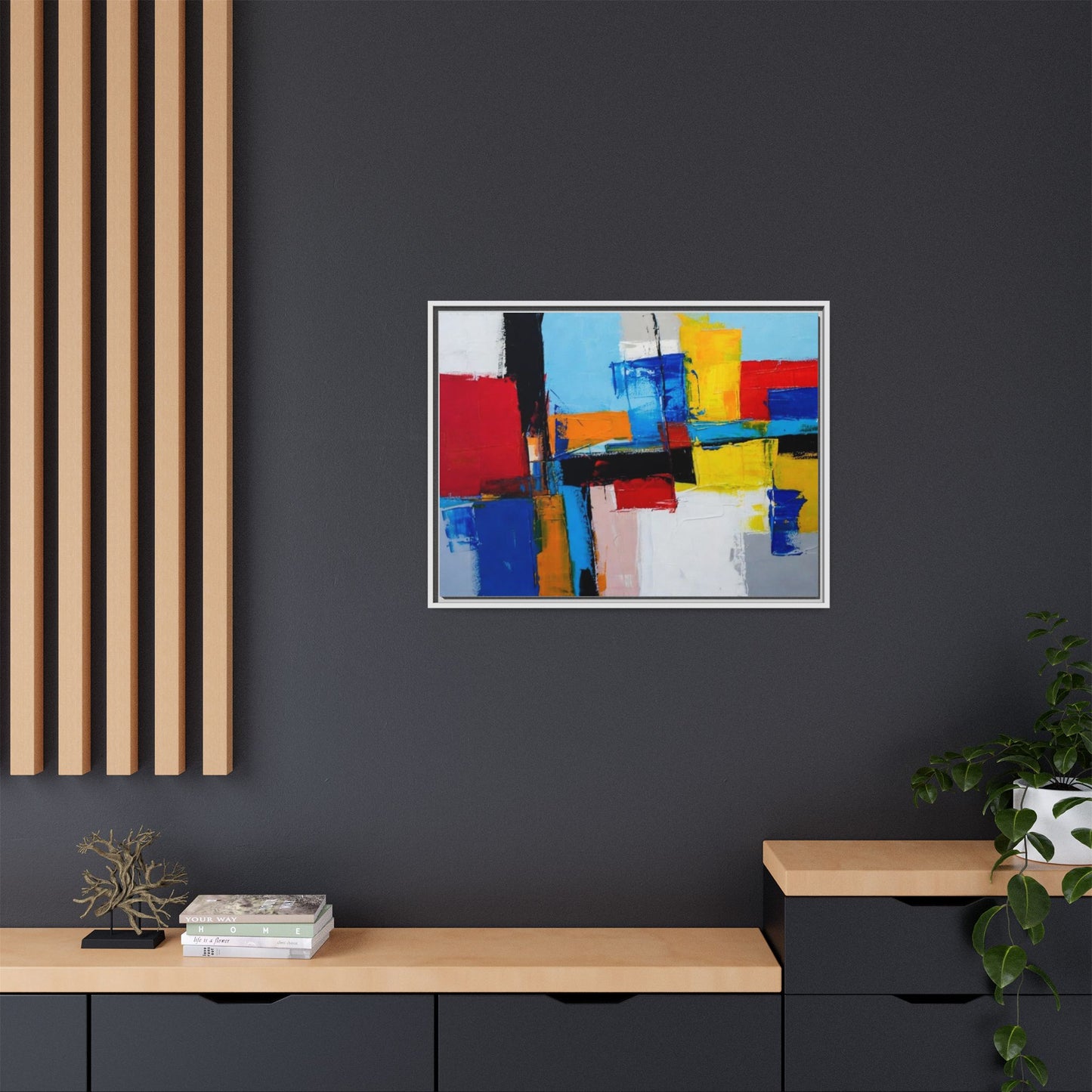 Abstract Color Block Matte Canvas Framed Wall Art
