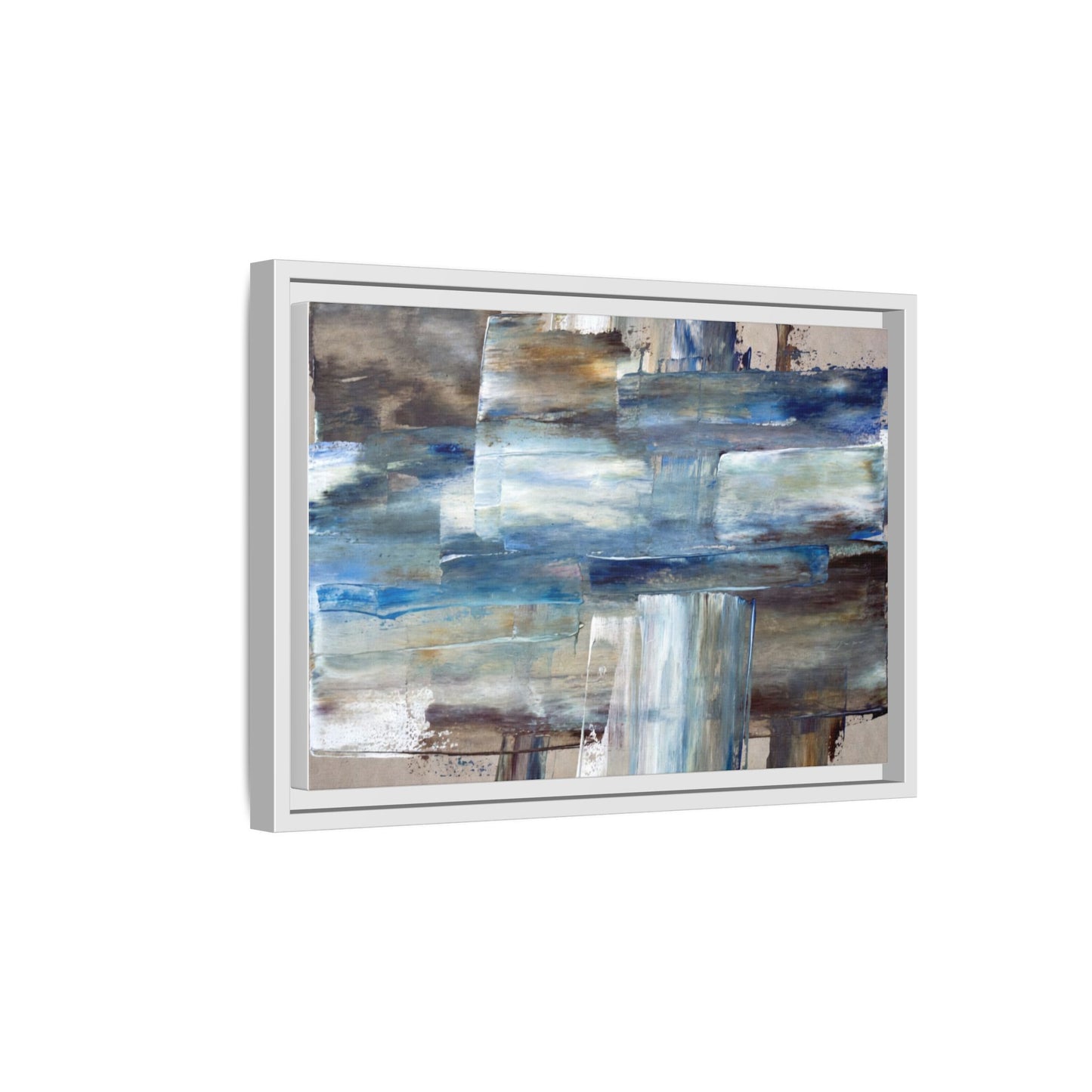 Abstract Blue Coastal Matte Canvas Framed Wall Art