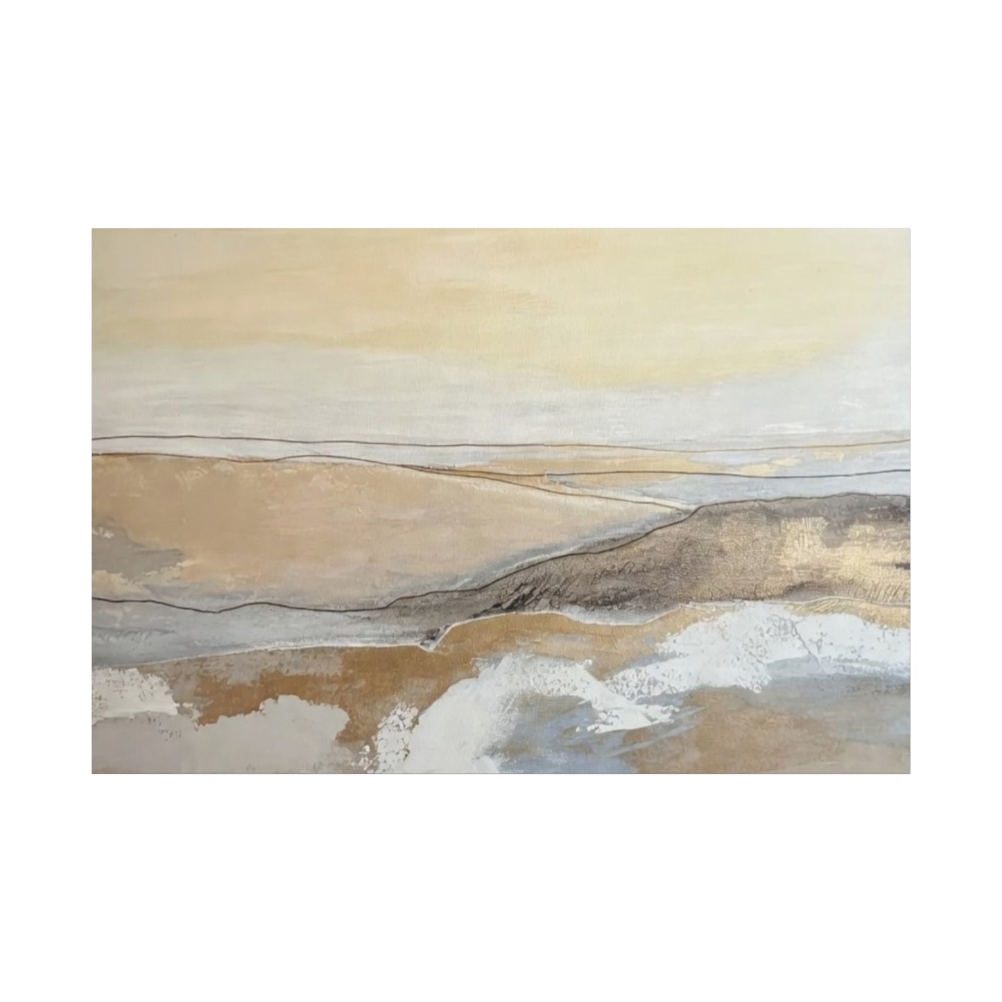 Abstract Coastal Landscape Canvas — Neutral Seascape Matte Stretched Wall Art