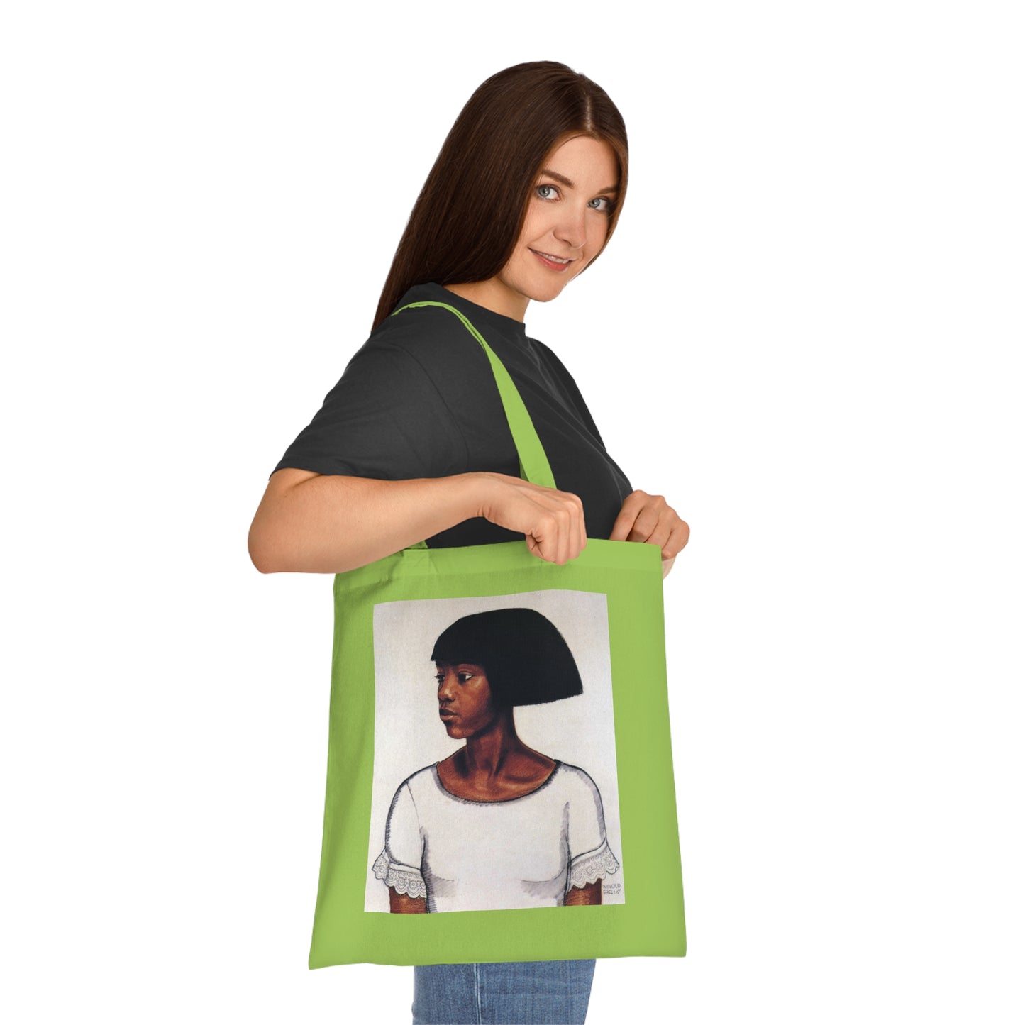 Portrait Cotton Tote Bag — Artistic Black Woman Illustration