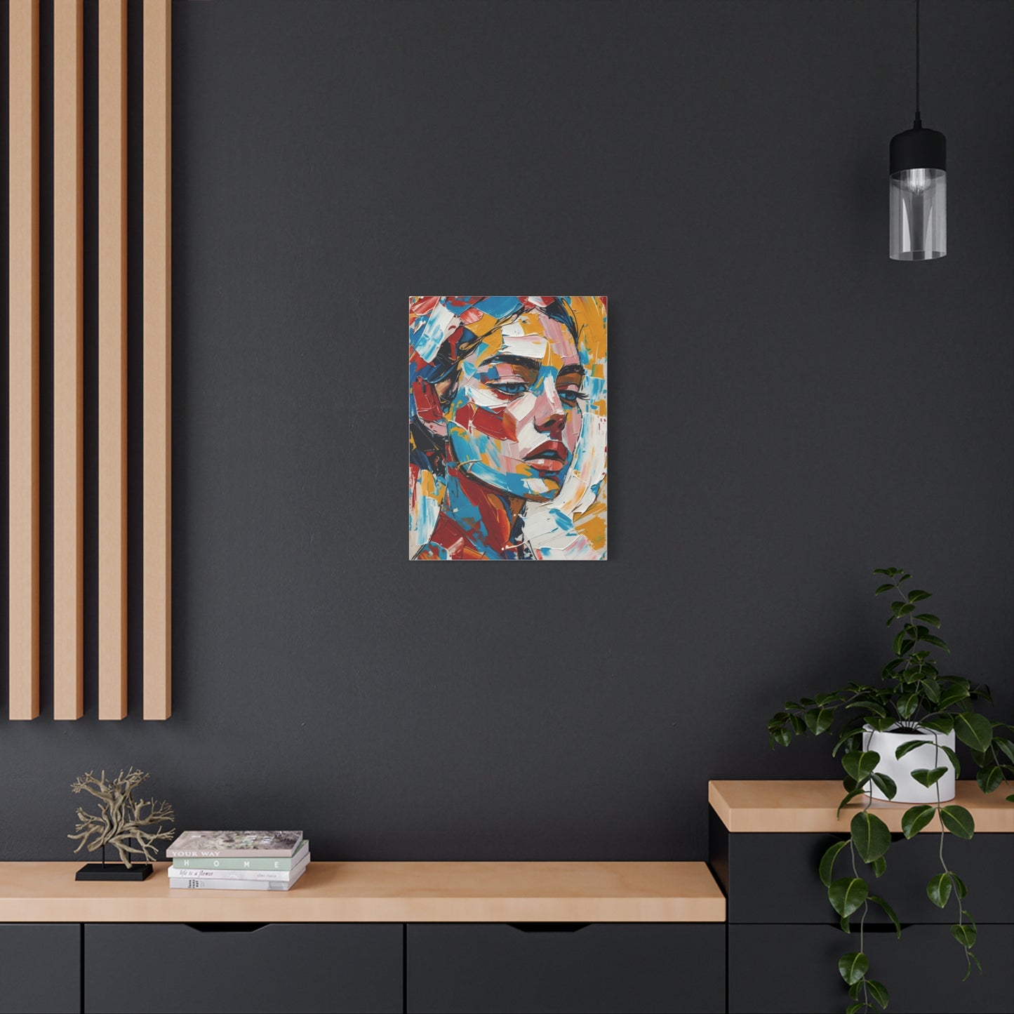 Abstract Colorful Portrait Matte Canvas Print — Modern Stretched Wall Art