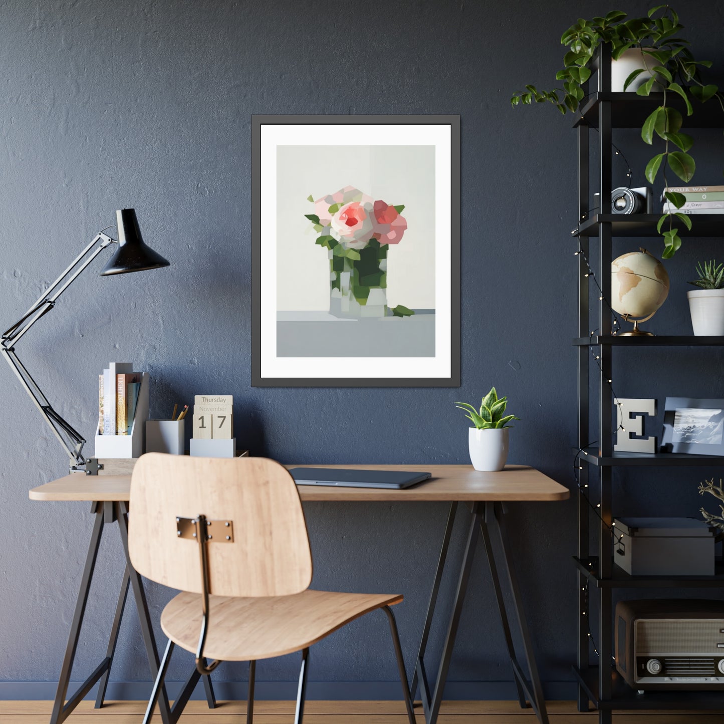 Framed Floral Poster — Modern Abstract Peony Art Print