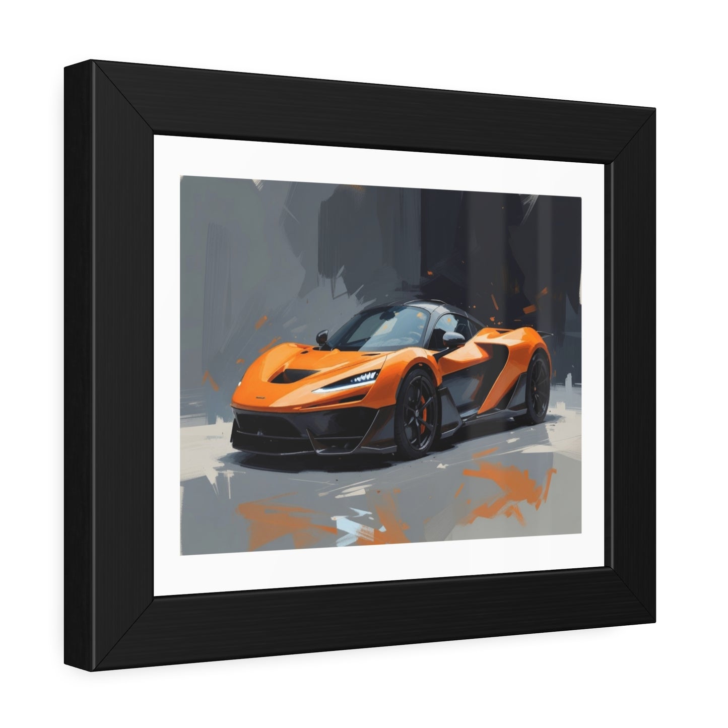 Framed Sports Car Poster — Orange Supercar Art Print