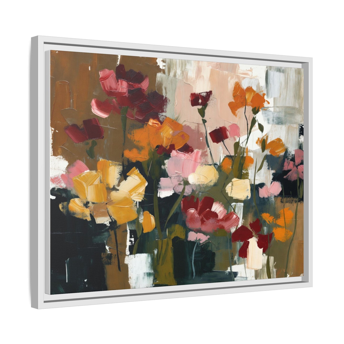 Framed Matte Canvas Floral Abstract Wall Art