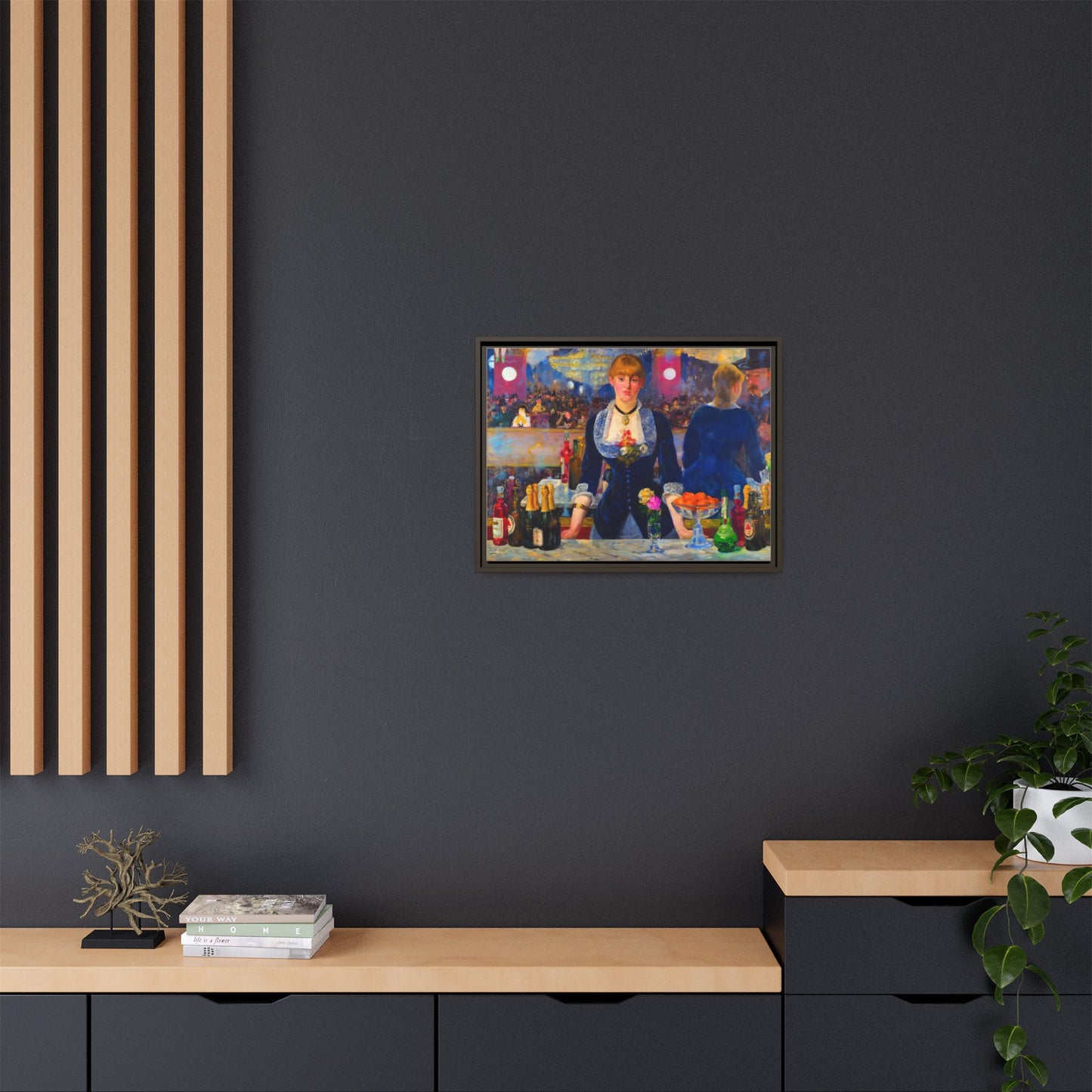 Framed Matte Canvas Print — Vintage Parisian Bar Scene