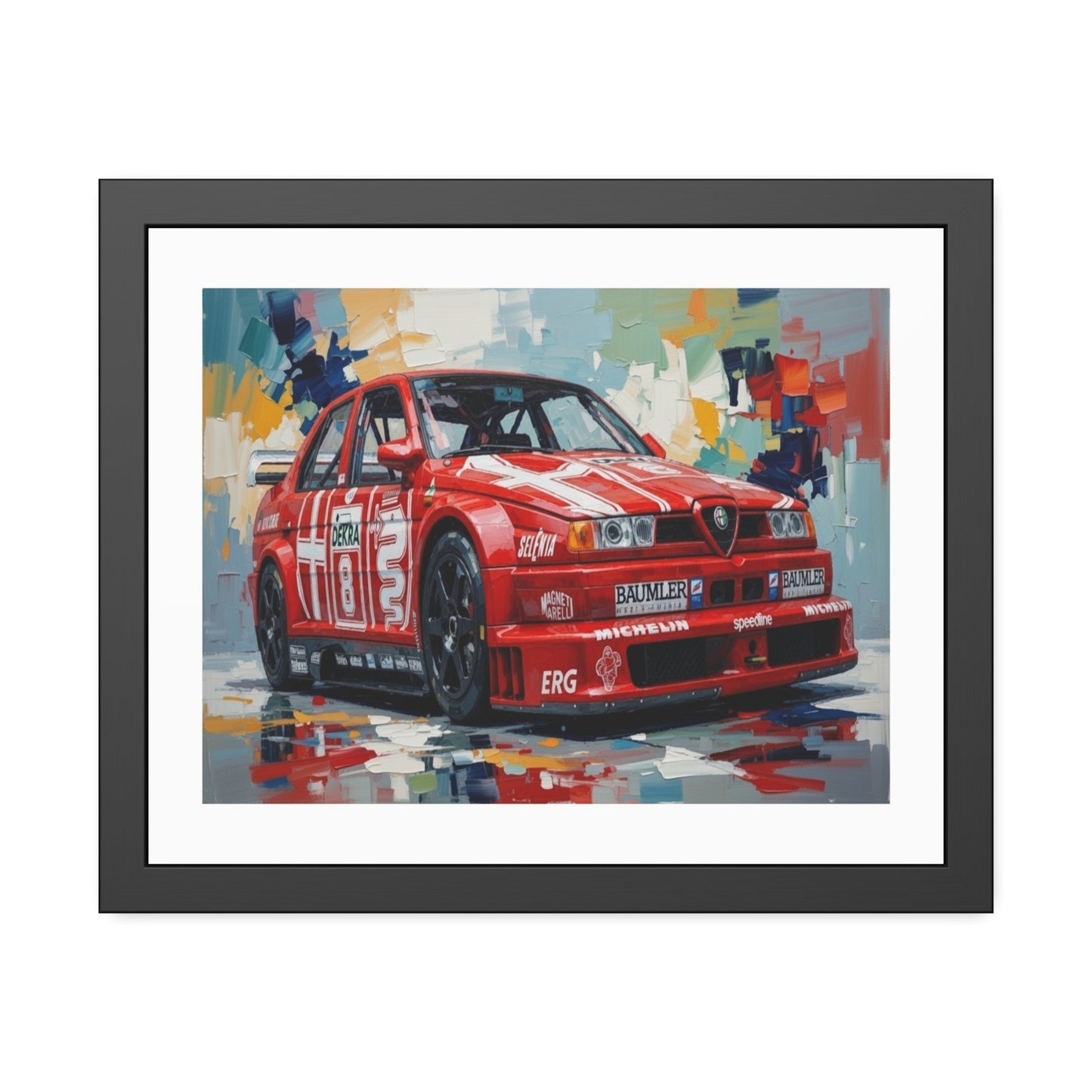 Race Car Framed Poster — Retro Red Racing Alfa Artwork