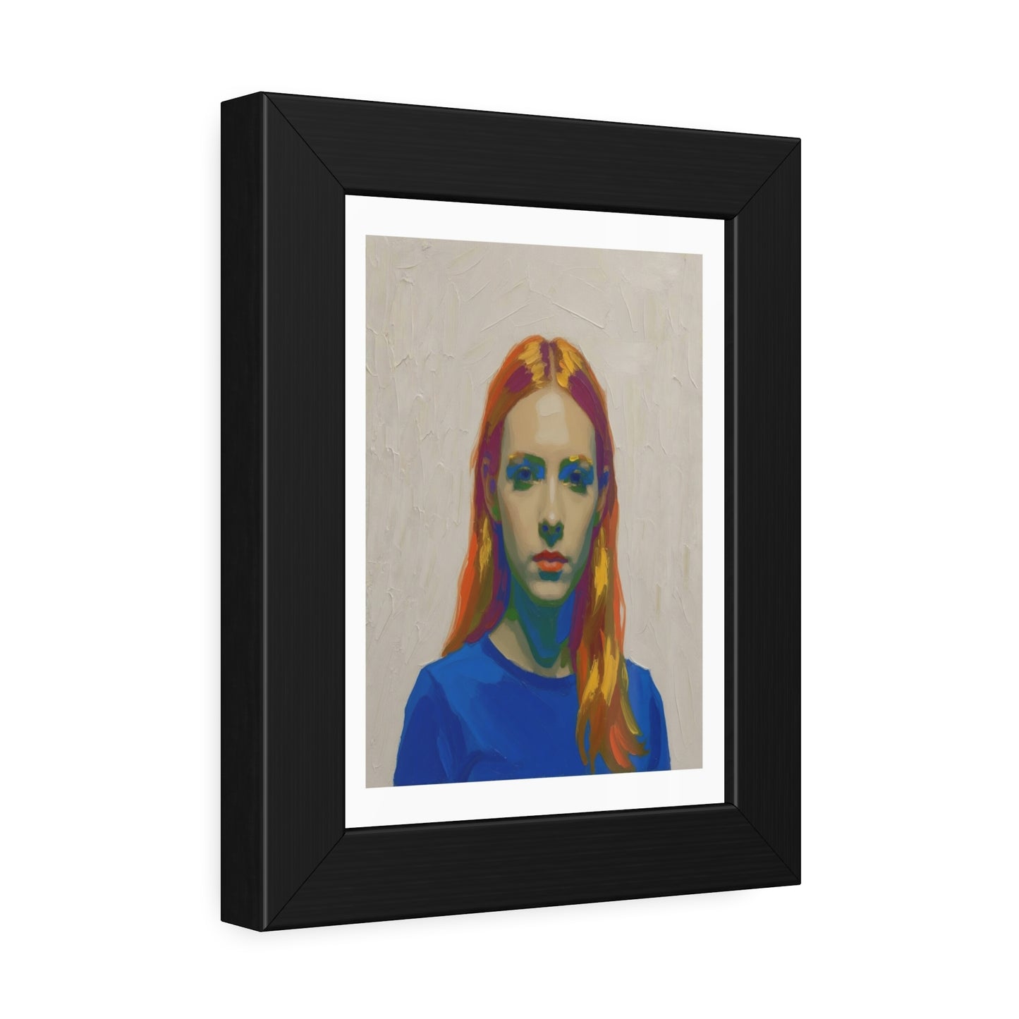 Framed Art Print — Colorful Portrait of Red-Haired Woman, Modern Pop Portrait Wall Art