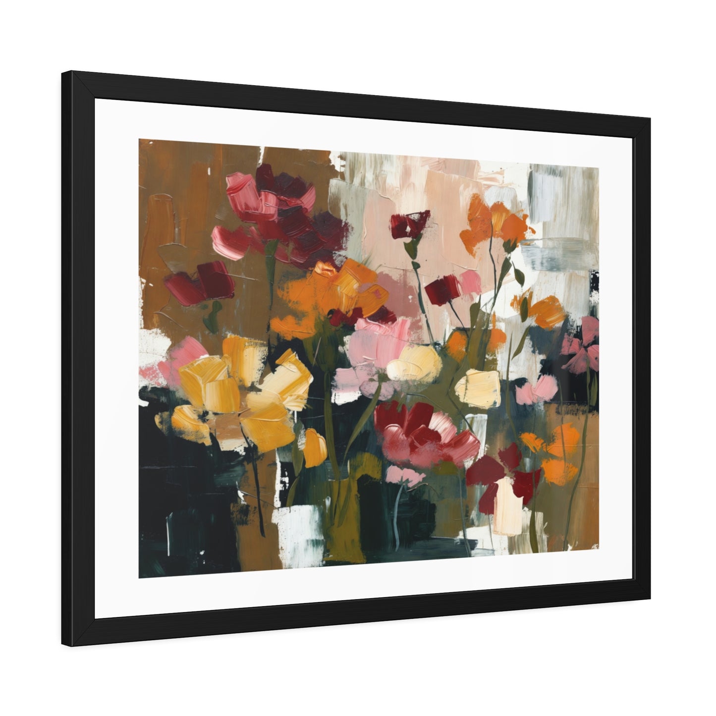 Framed Floral Art Print — Abstract Wildflower Poster for Living Room & Bedroom Décor