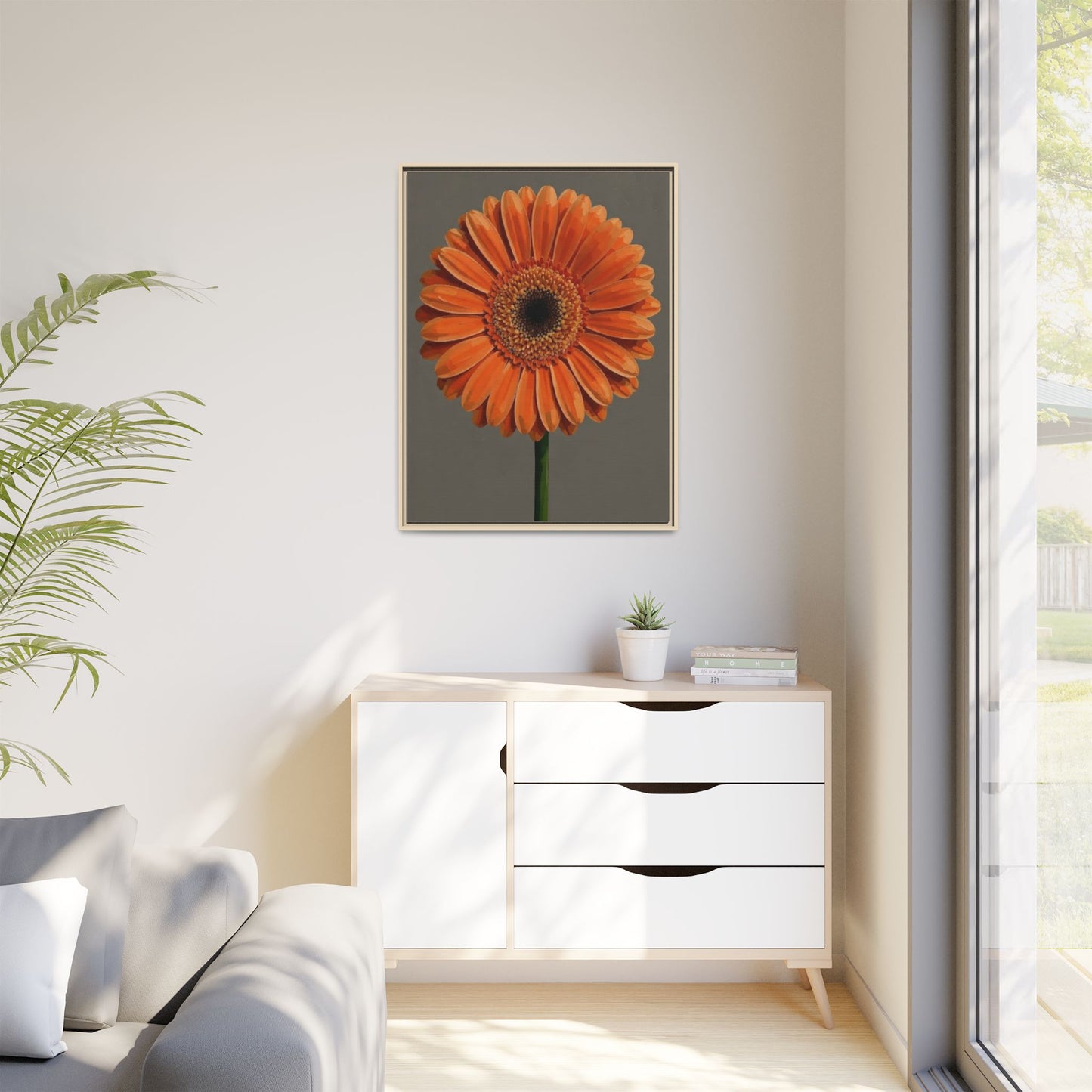 Orange Gerbera Daisy Matte Canvas Print (Framed)