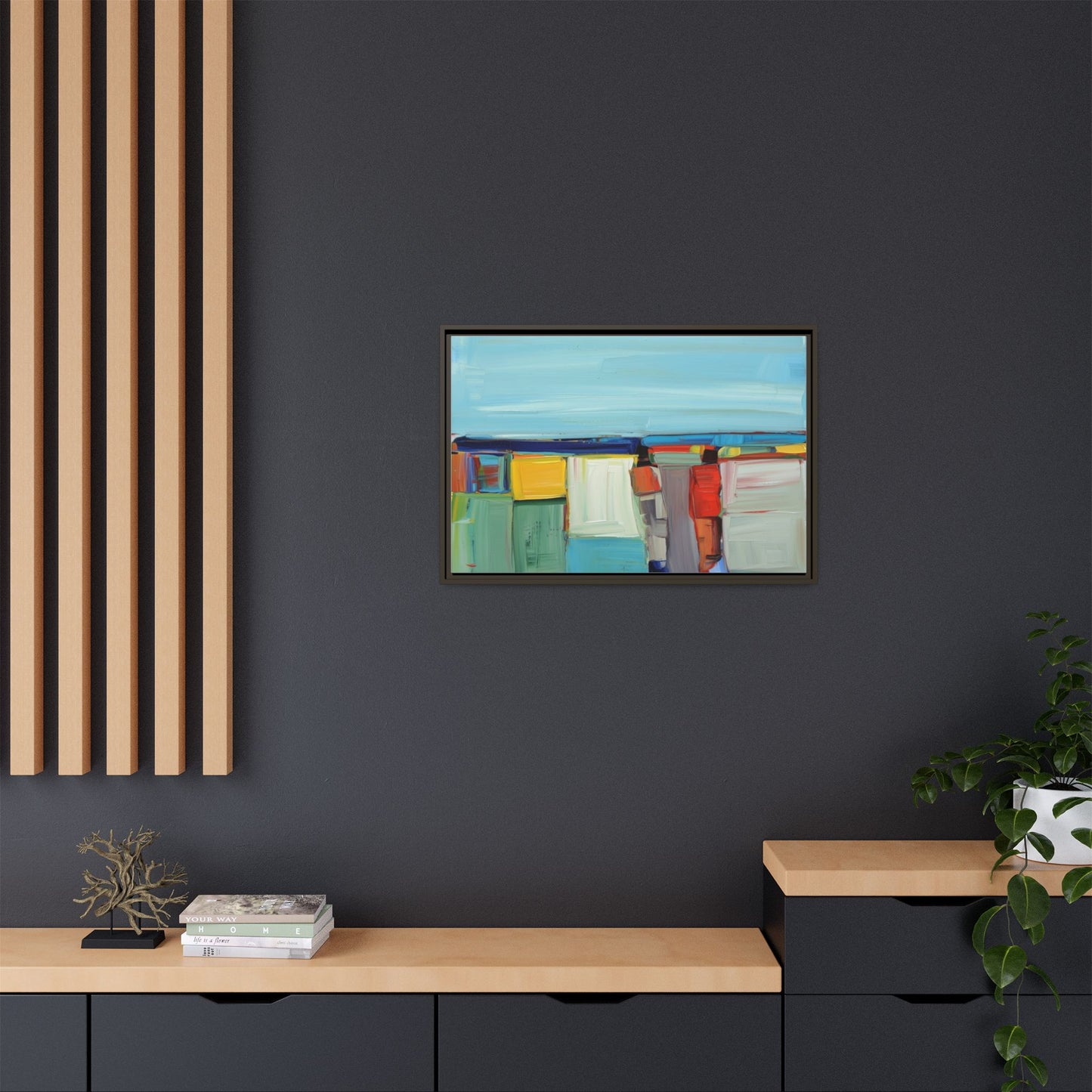 Abstract Coastal Blocks Matte Canvas Print (Framed)