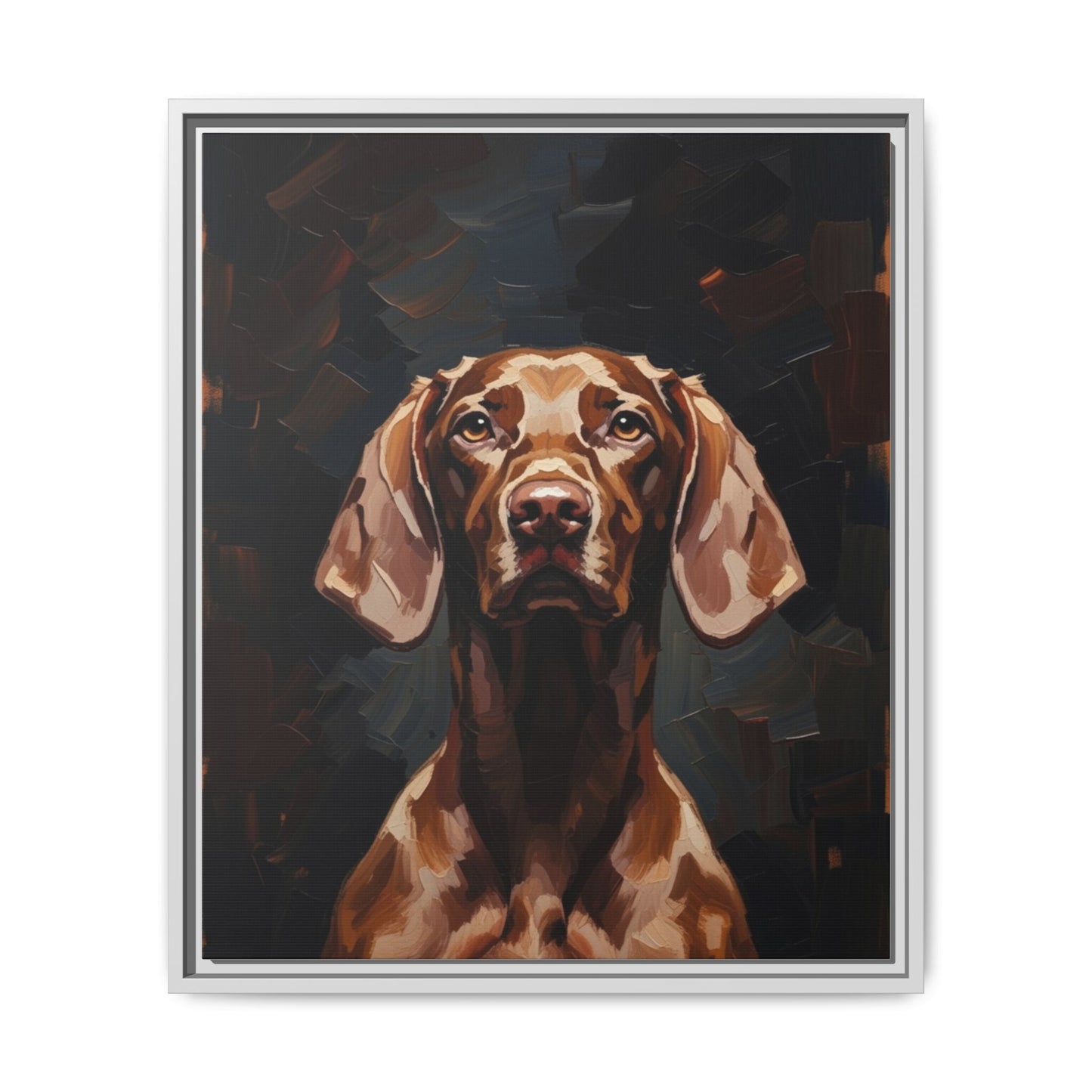 Framed Matte Canvas Dog Portrait – Brown Vizsla Wall Art