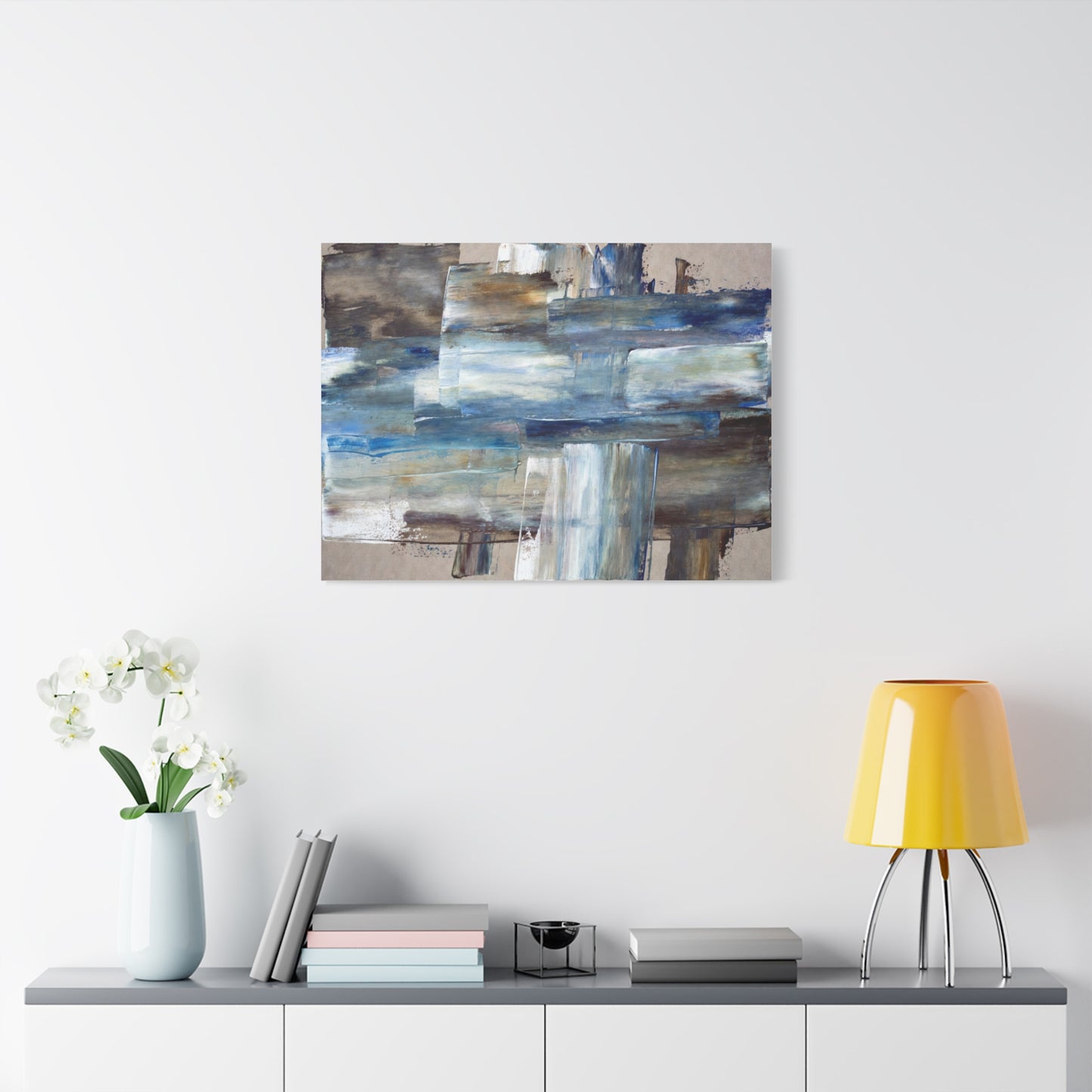 Abstract Blue Waterfall Matte Canvas Wall Art, Stretched 1.25"