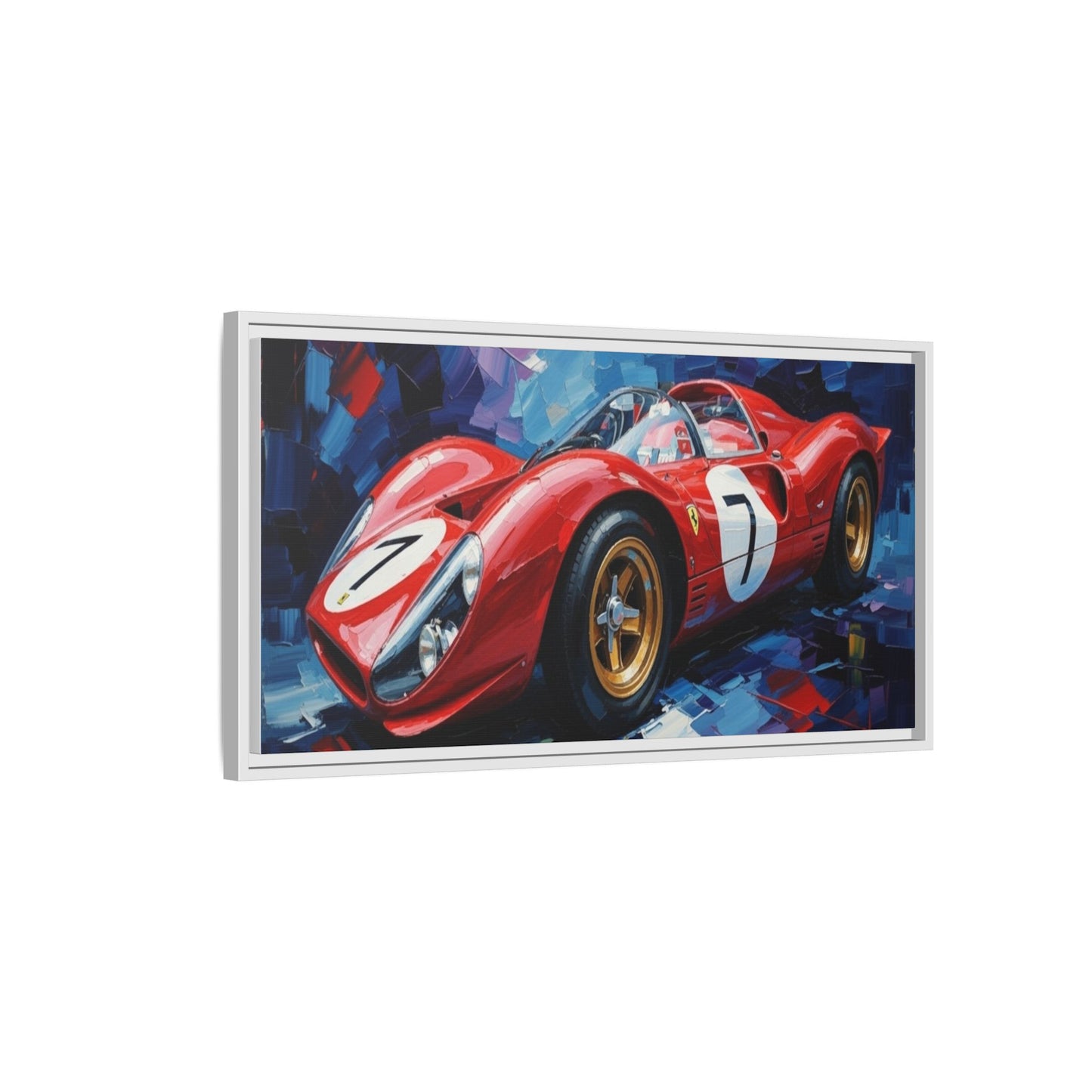 Vintage Ferrari Red Racecar Matte Canvas Framed Wall Art