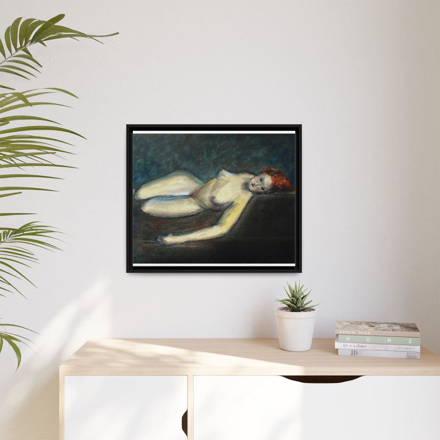 Lying nude by Paul Gosselin Framed Matte Canvas Wall Art Print