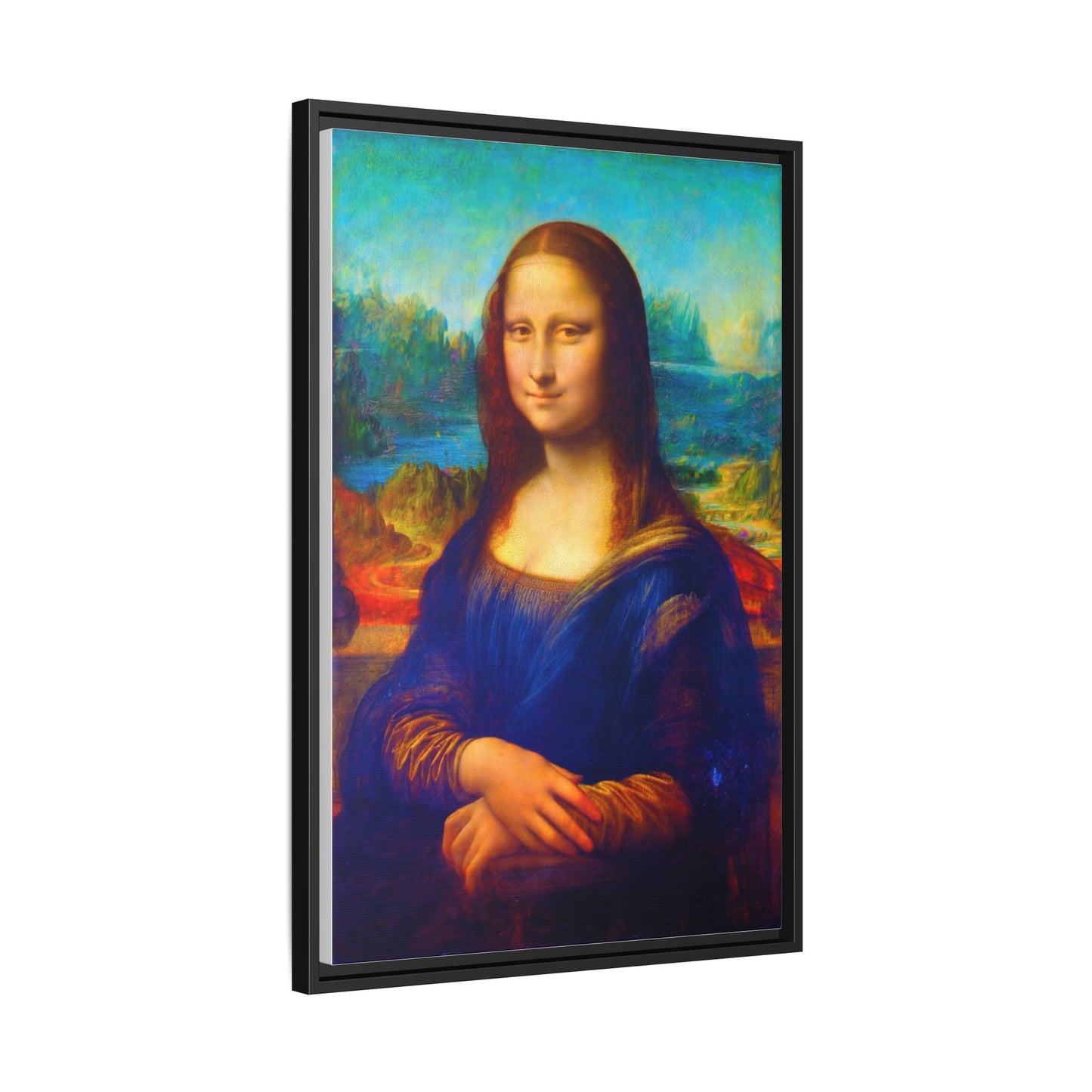Framed Matte Canvas Print — Colorful Mona Lisa Wall Art