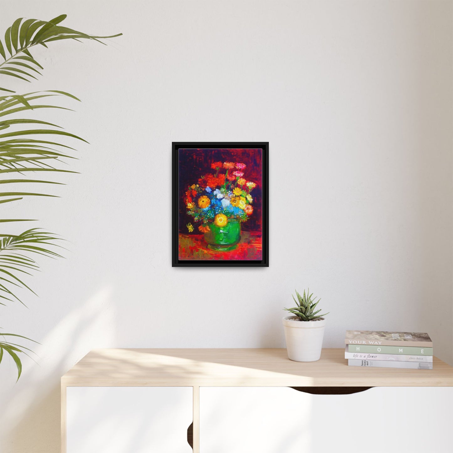 Framed Floral Canvas Print — Colorful Bouquet Wall Art