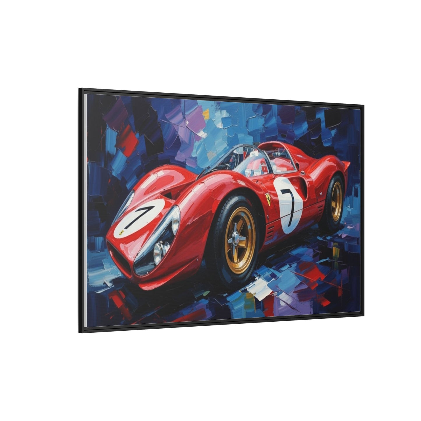 Vintage Ferrari Red Racecar Matte Canvas Framed Wall Art
