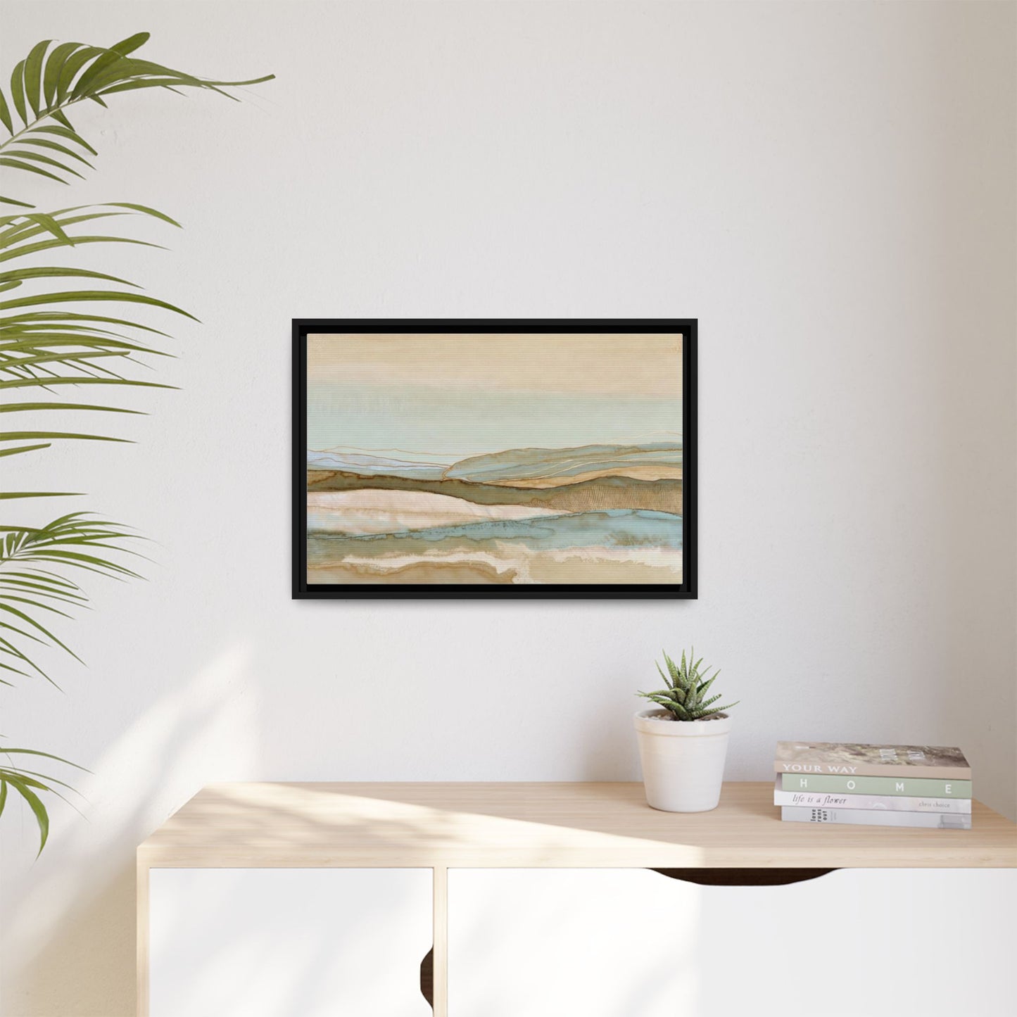 Framed Matte Canvas Coastal Abstract Landscape Wall Art