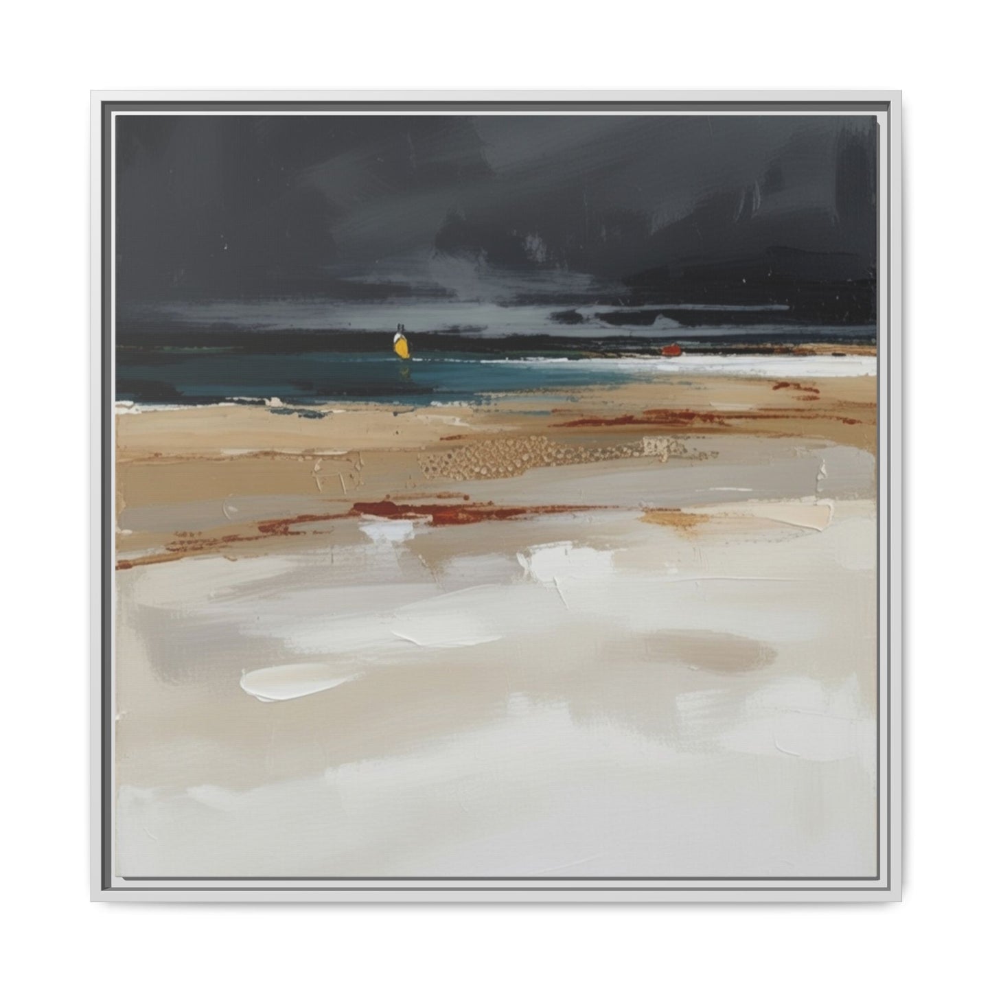 Framed Matte Canvas Beachscape Art Print — Coastal Abstract Wall Decor