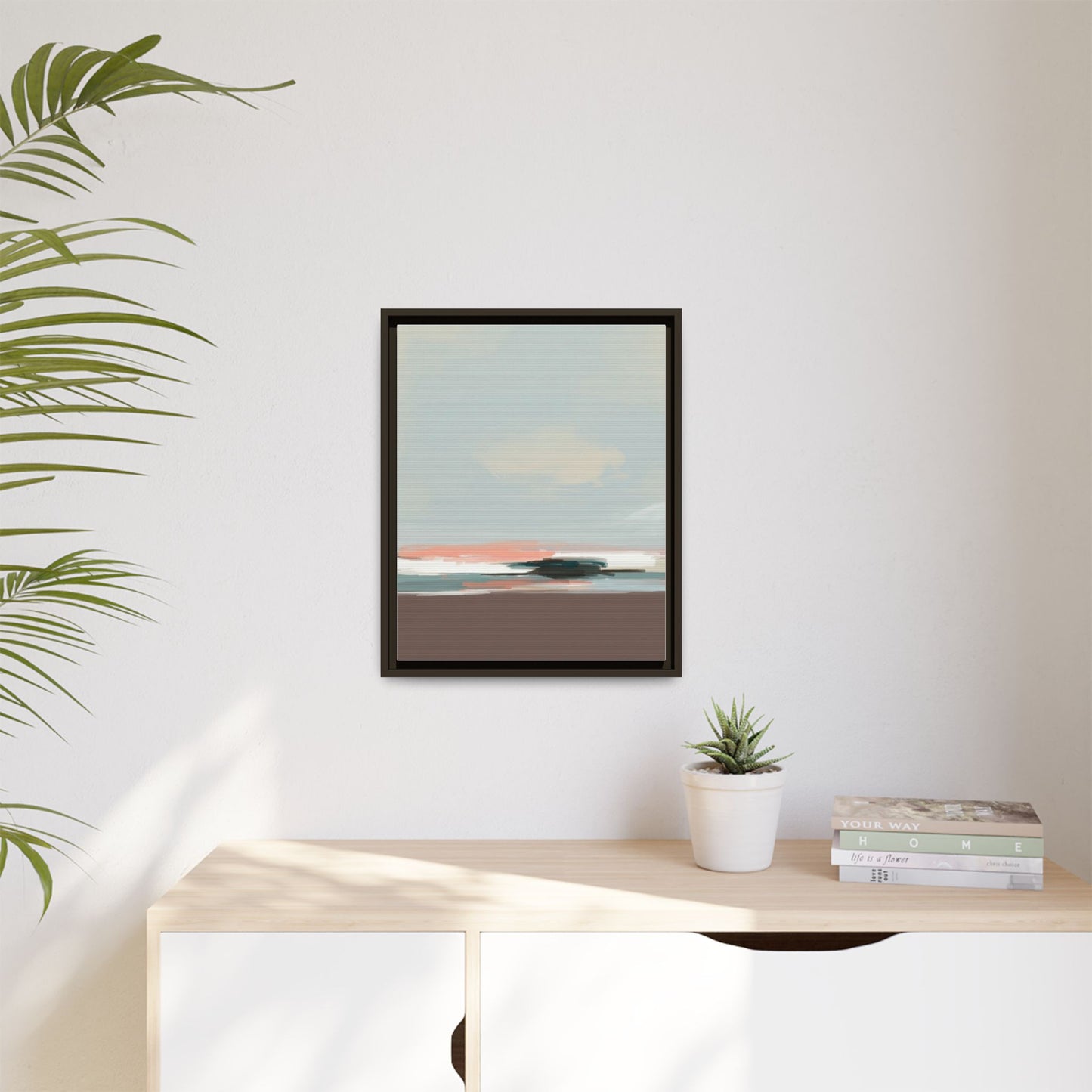 Framed Matte Canvas Print — Soft Coastal Abstract Landscape