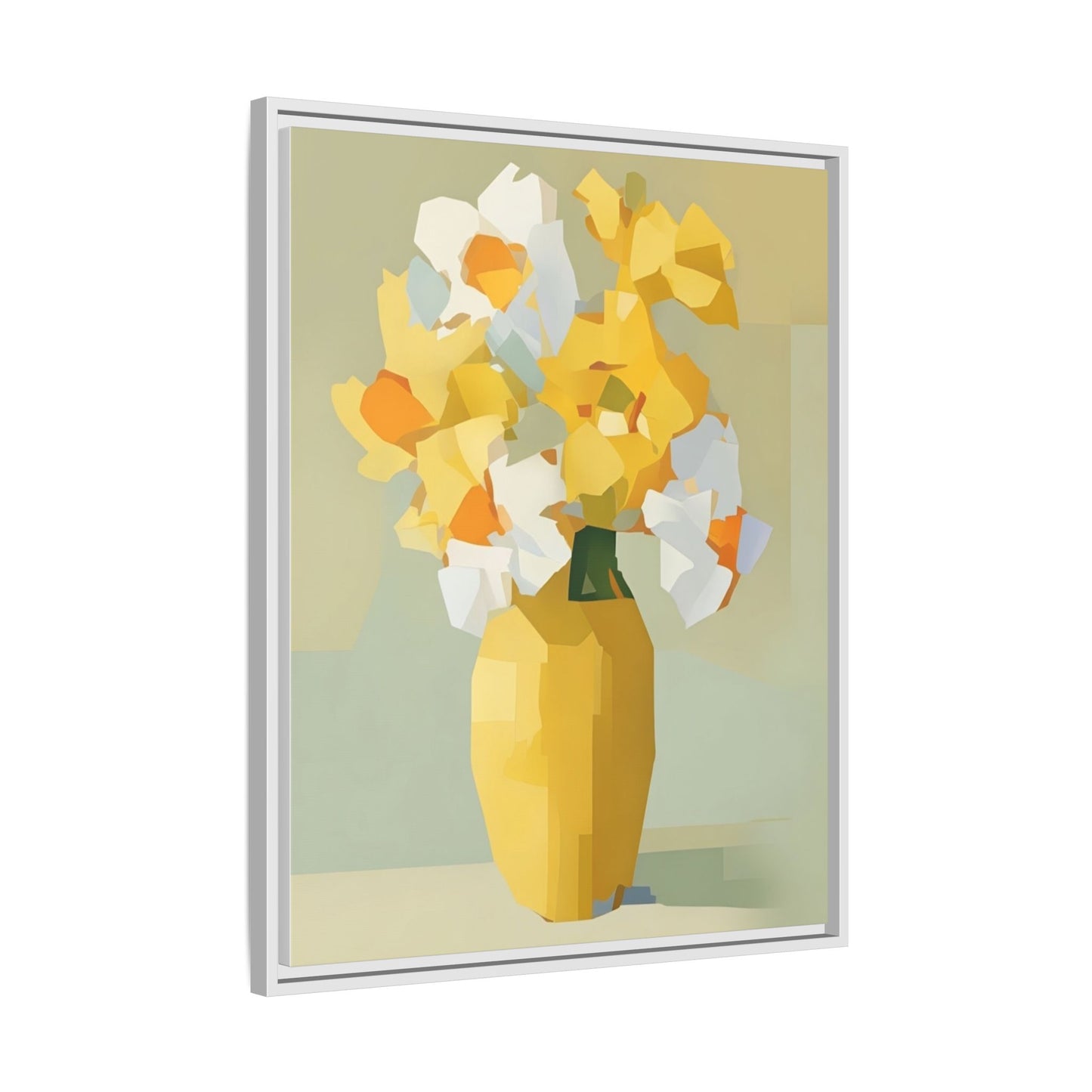 Framed Floral Canvas Print — Yellow Vase Bouquet Wall Art