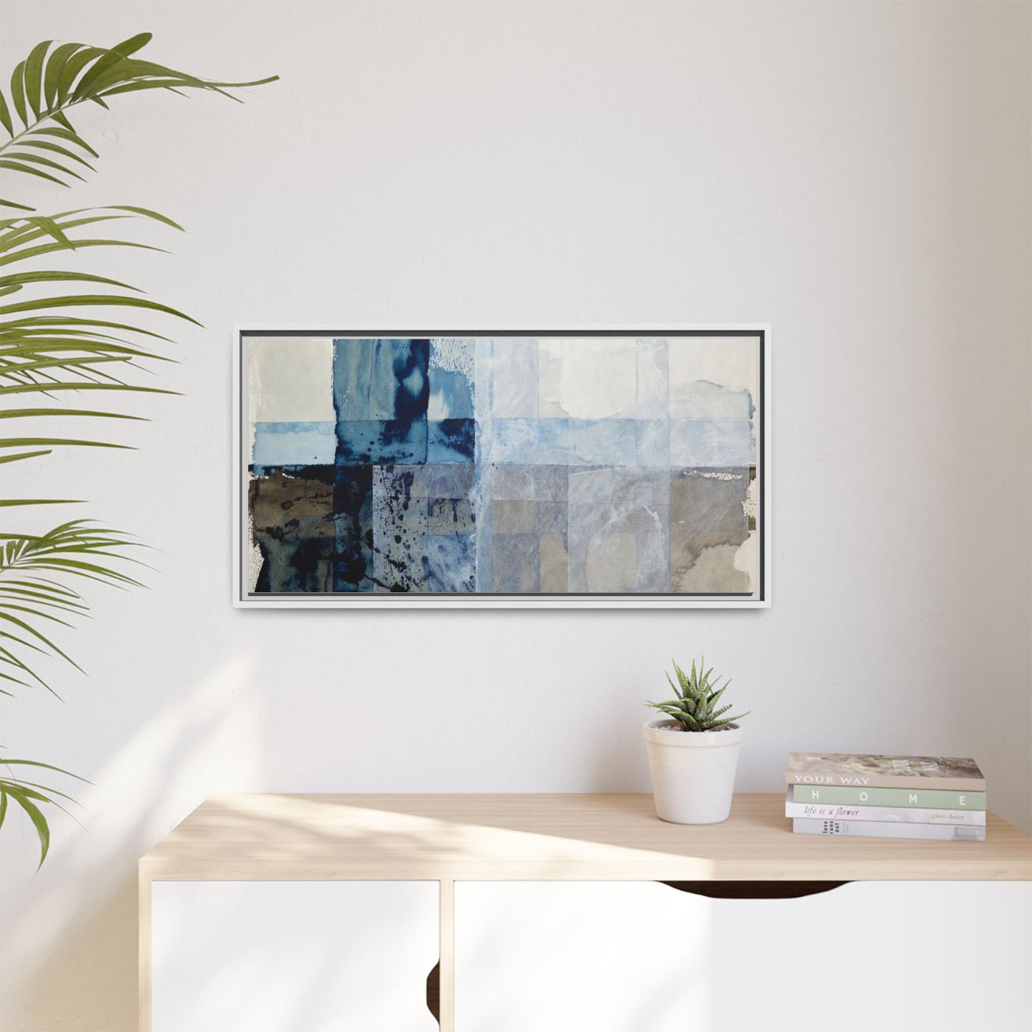 Abstract Coastal Blue Framed Canvas Art