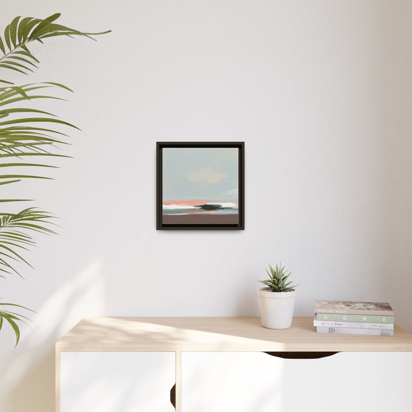 Framed Matte Canvas Print — Soft Coastal Abstract Landscape