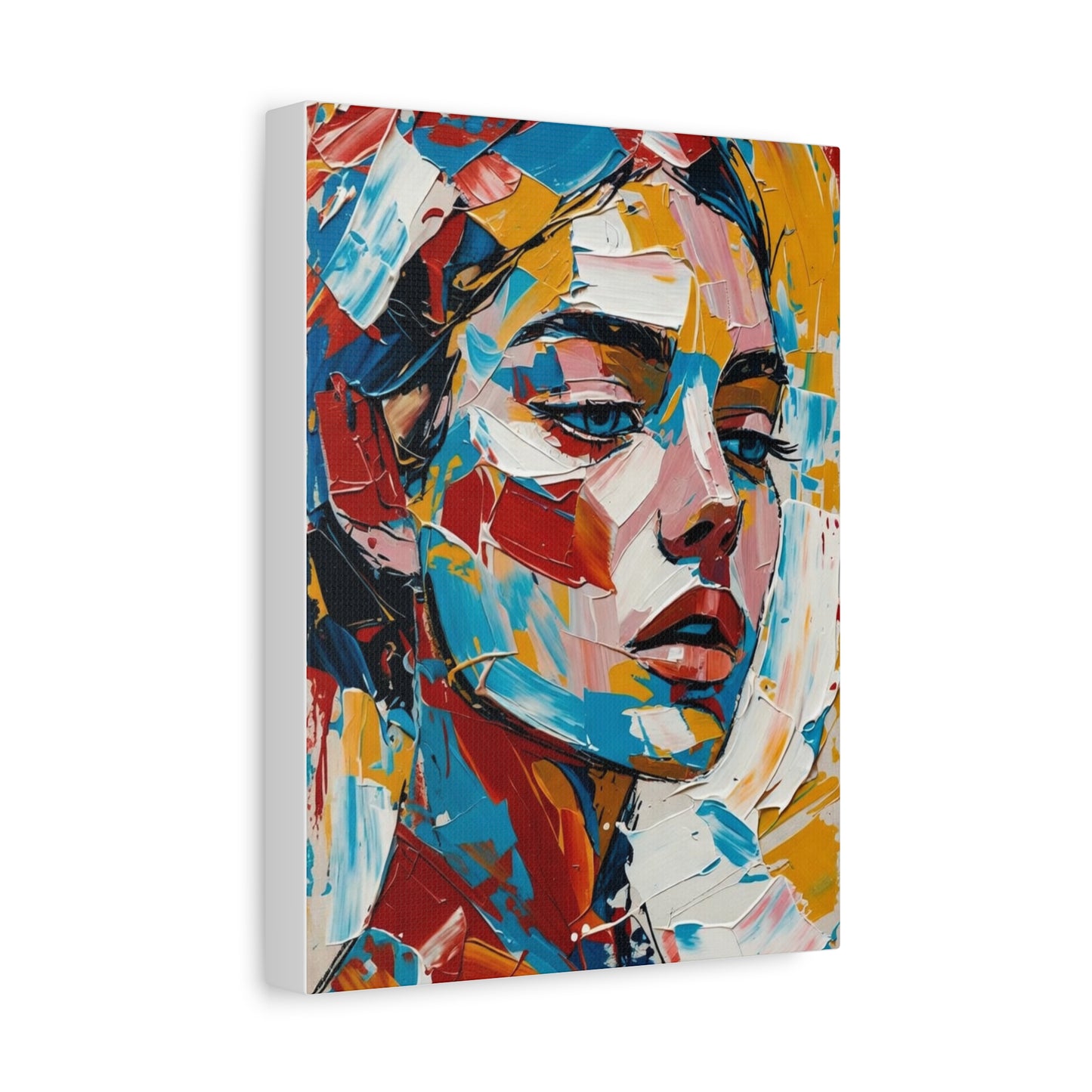 Abstract Colorful Portrait Matte Canvas Print — Modern Stretched Wall Art
