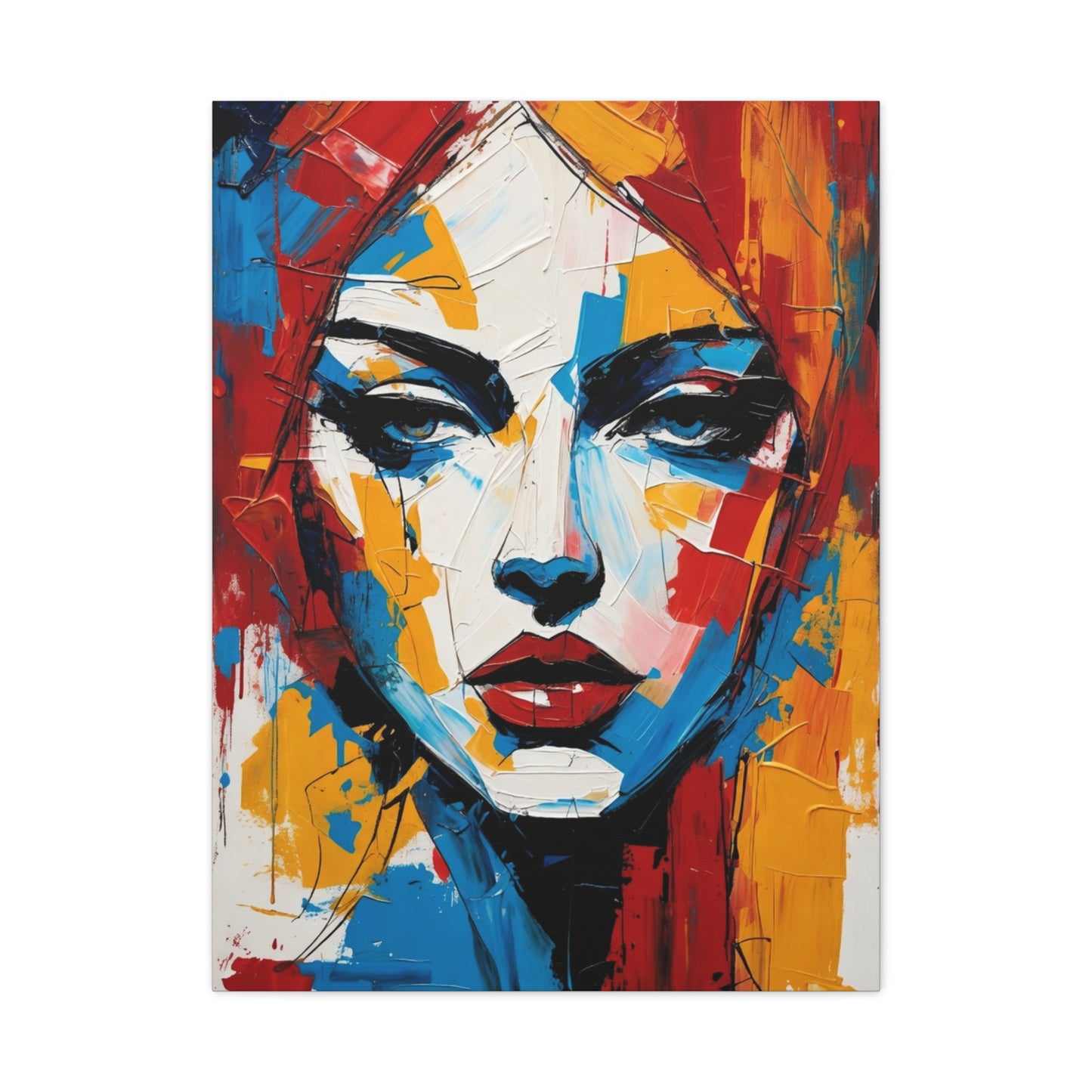 Abstract Portrait Canvas Print — Colorful Modern Woman Wall Art