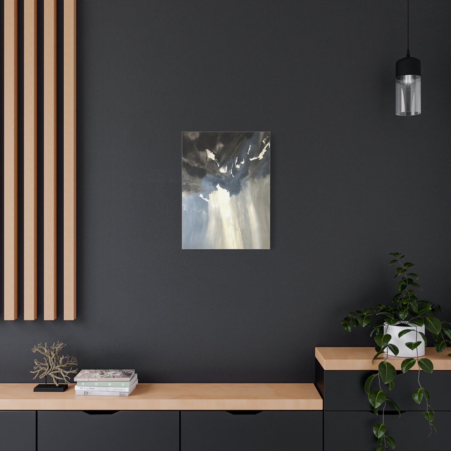 Abstract Storm Canvas Print — Dramatic Blue & Gray Matte Wall Art