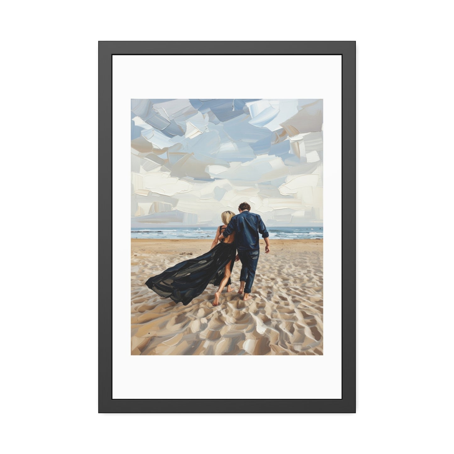 Framed Poster — Romantic Beach Couple Art Print