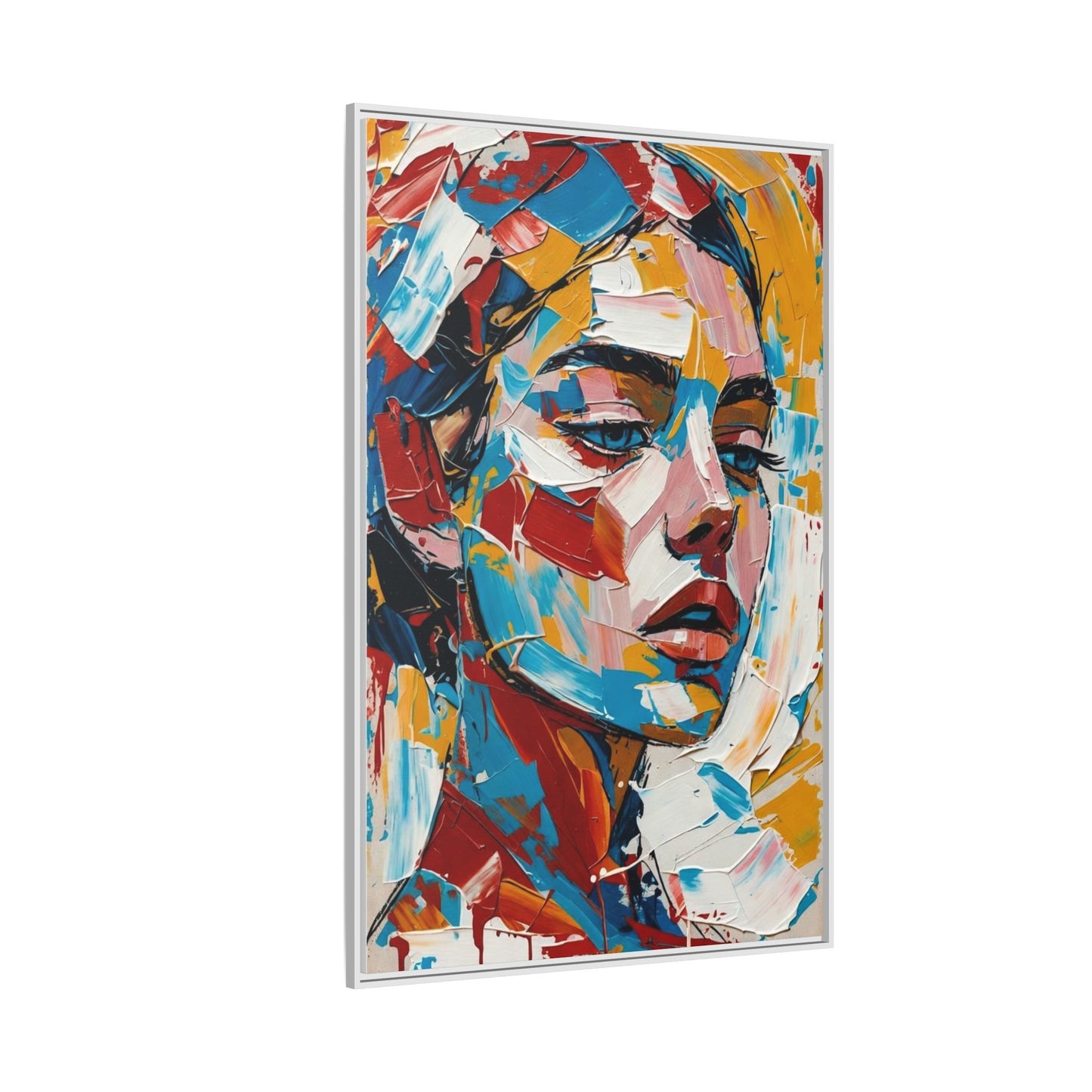Colorful Abstract Portrait Framed Canvas Print