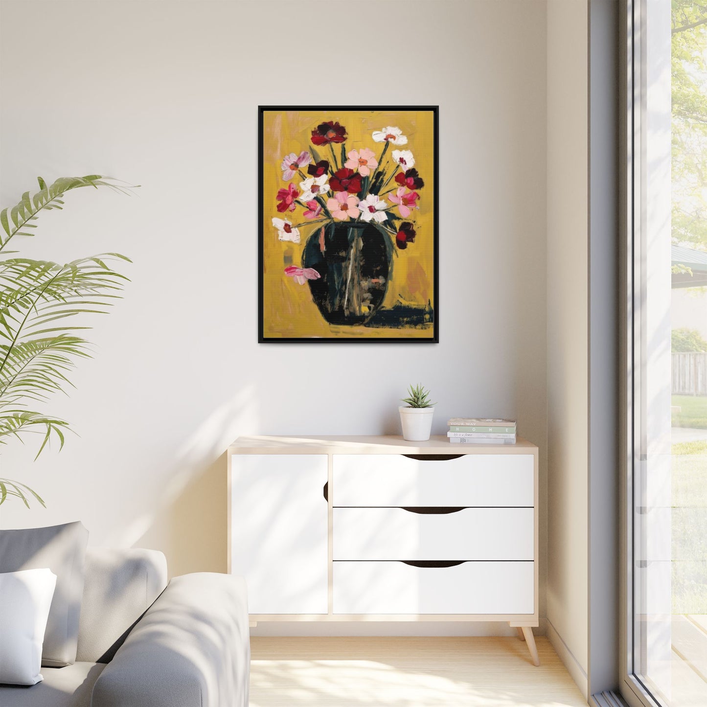 Framed Matte Canvas Floral Still Life Wall Art