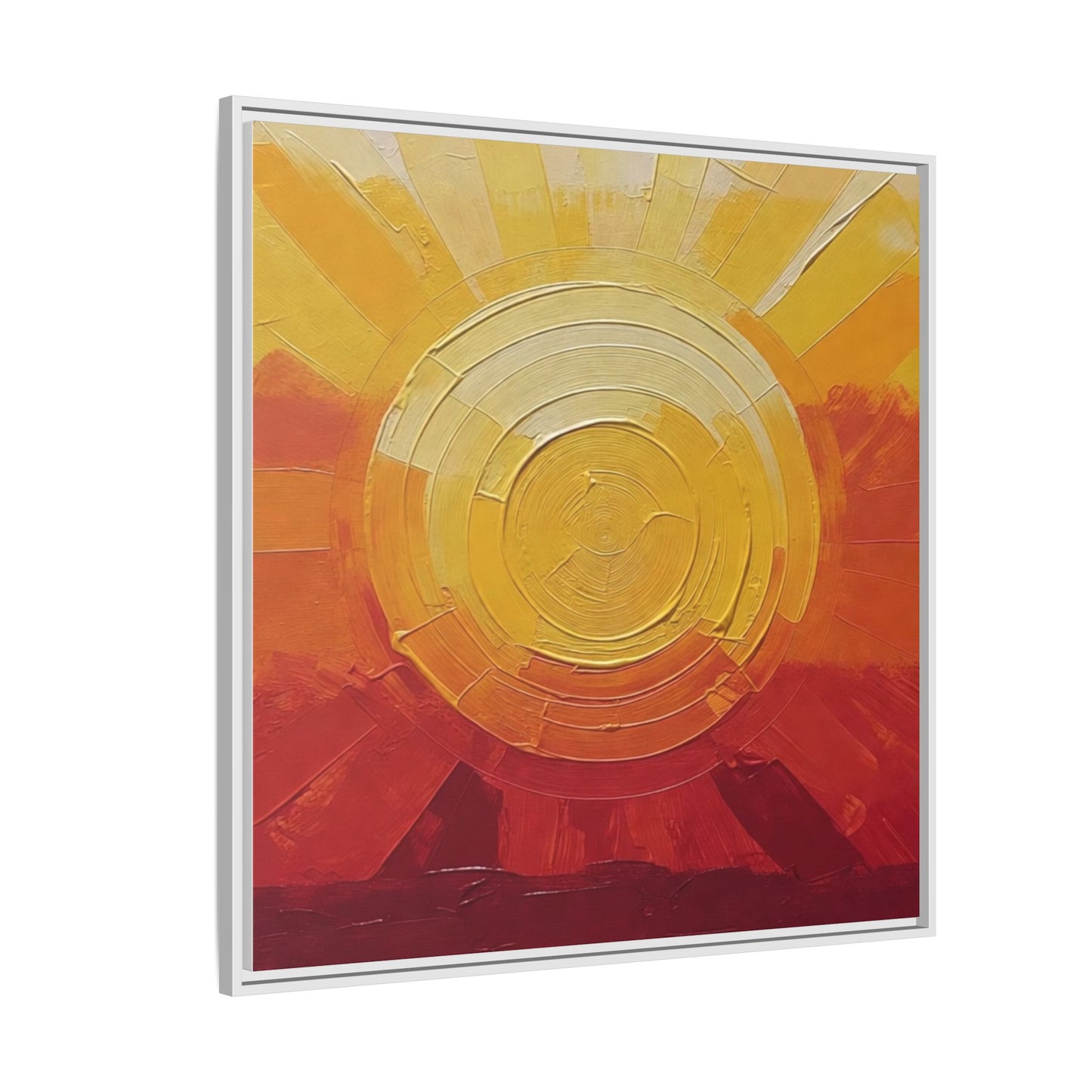 Sunburst Abstract Framed Canvas Art — Matte Multi‑Color Wall Print