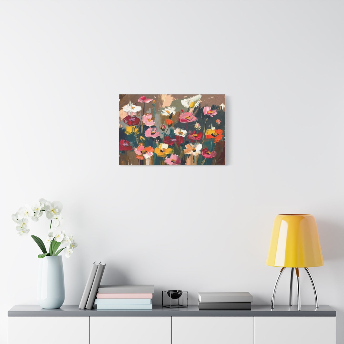 Abstract Floral Canvas Wall Art — Colorful Poppies Matte Stretched Print