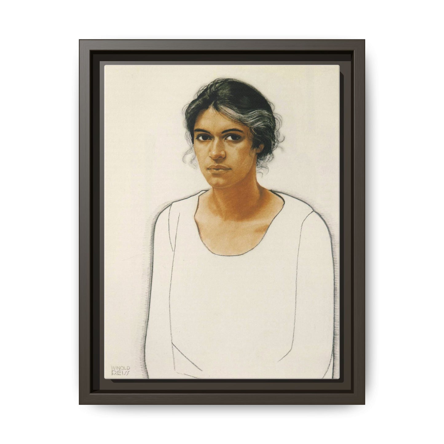 Portrait of a Woman by Winold Reiss Framed Matte Canvas Portrait Print