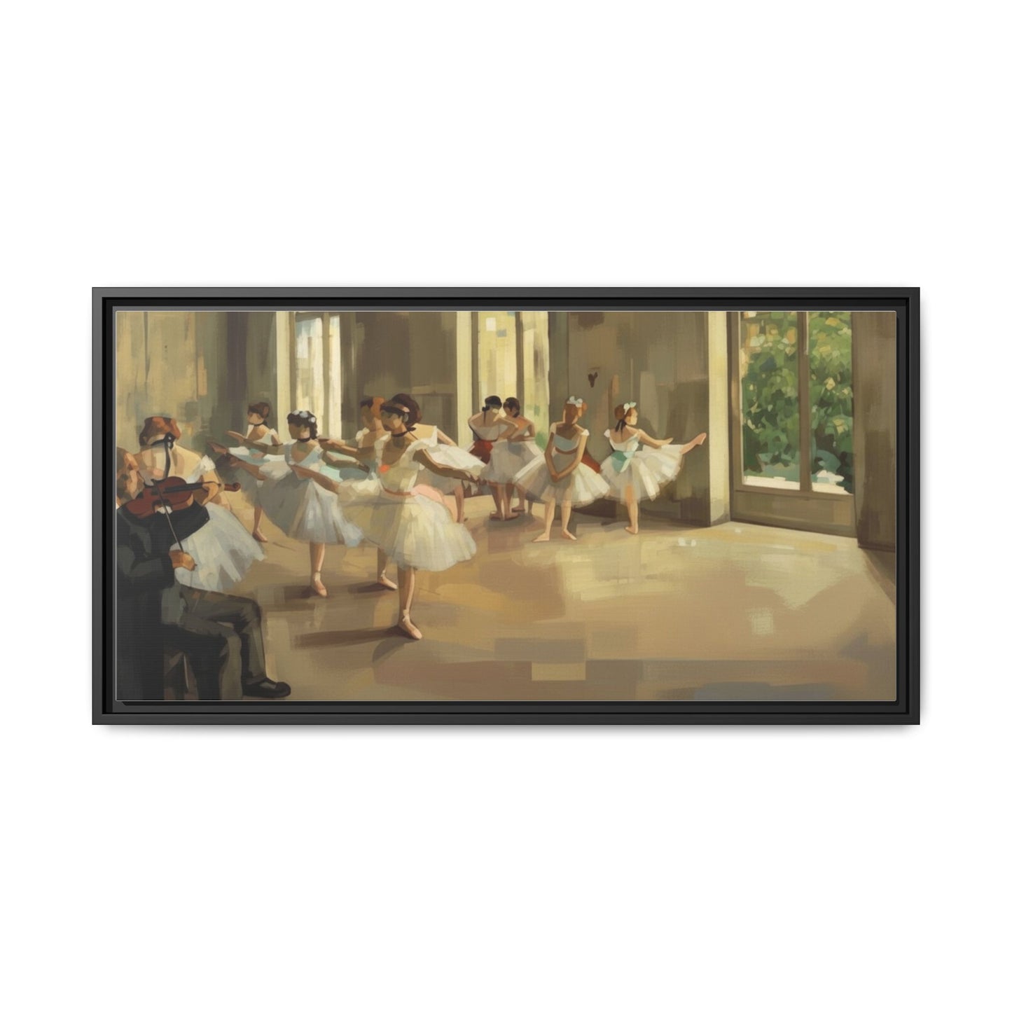 Framed Matte Canvas Print — Ballet Class Scene (Impressionist Dancers)