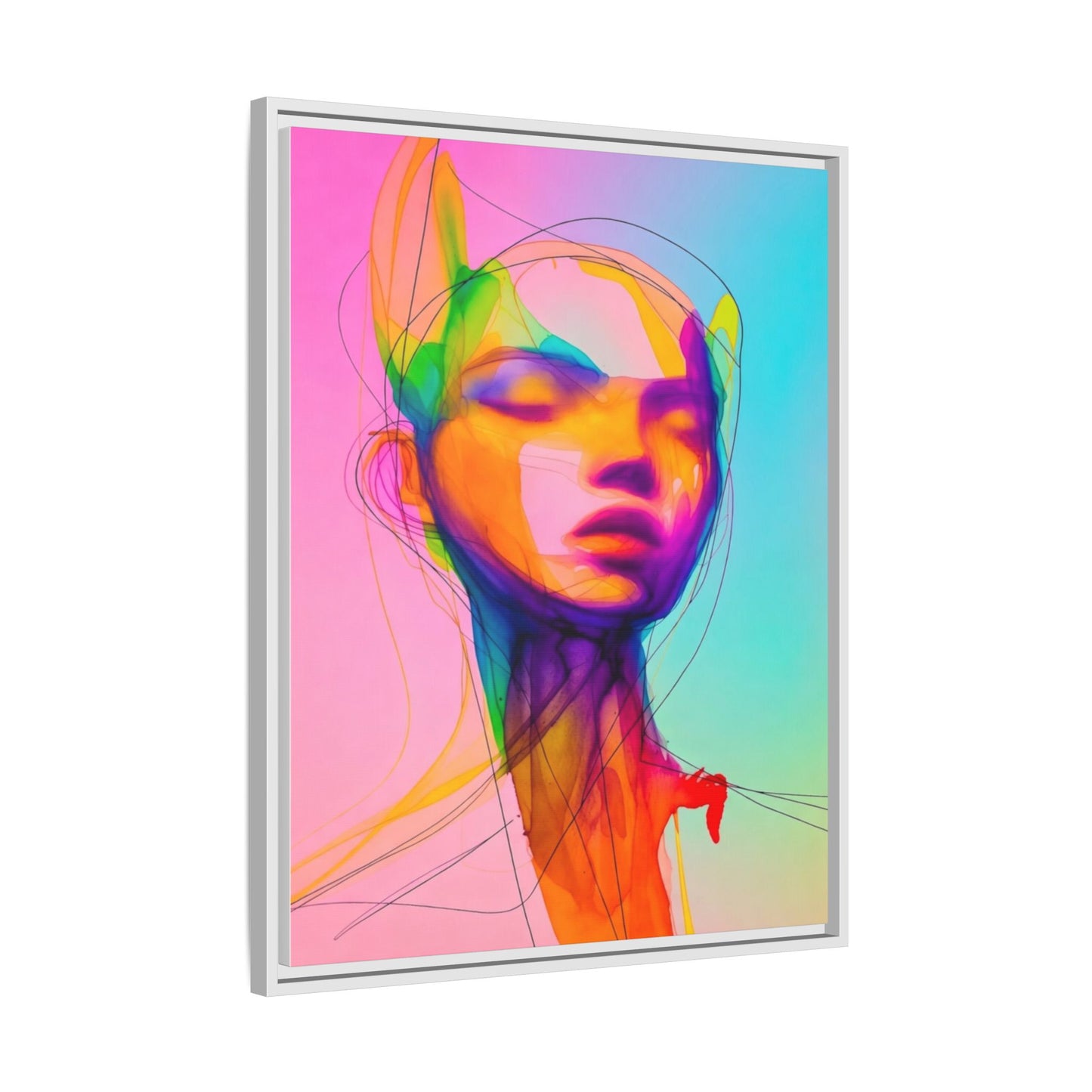 Framed Matte Canvas Art — Vibrant Abstract Portrait Wall Print